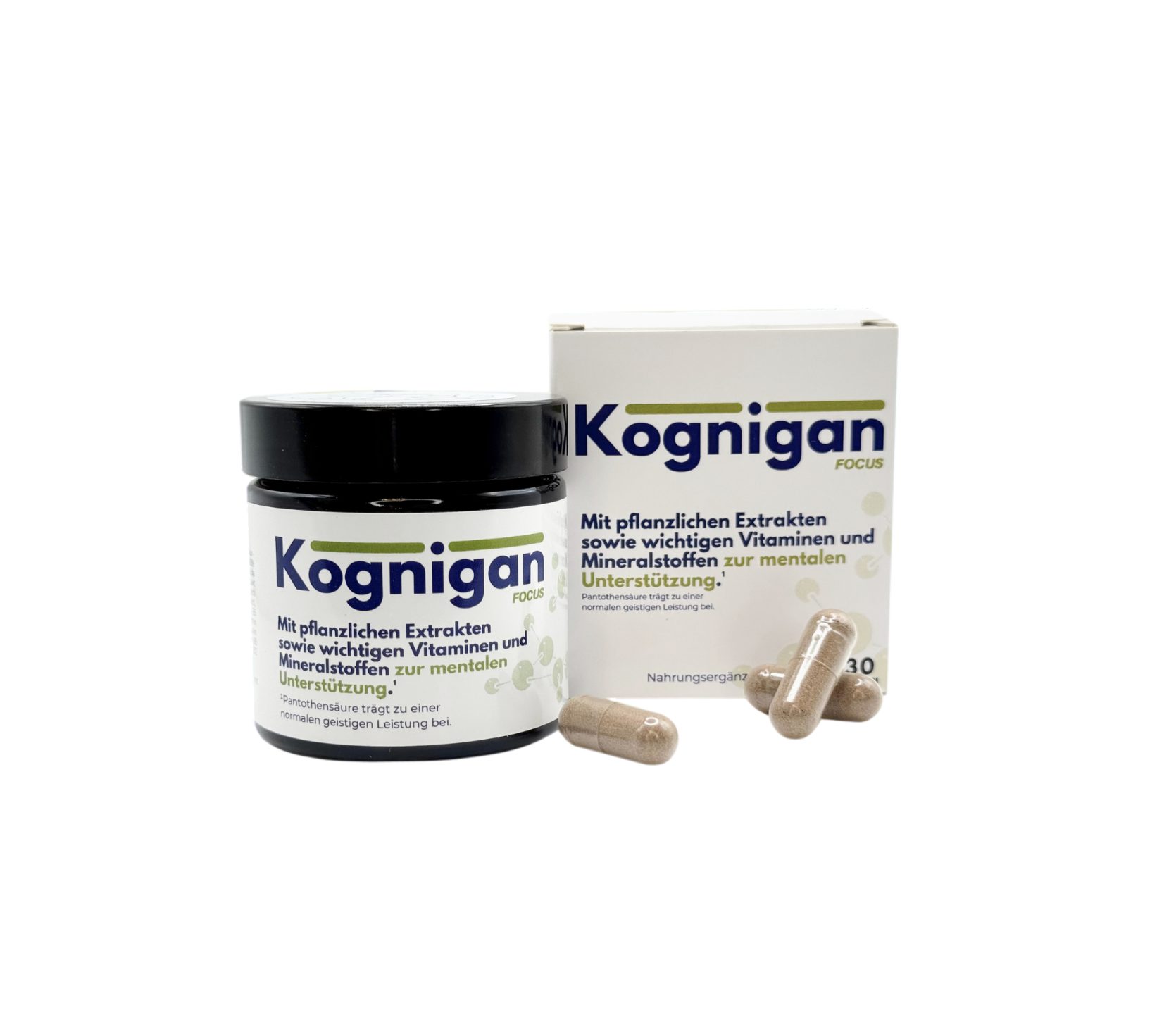 Kognigan Focus Supplements - Gehirn Kapseln - Brain Booster Kapseln, 30 St., 30 g