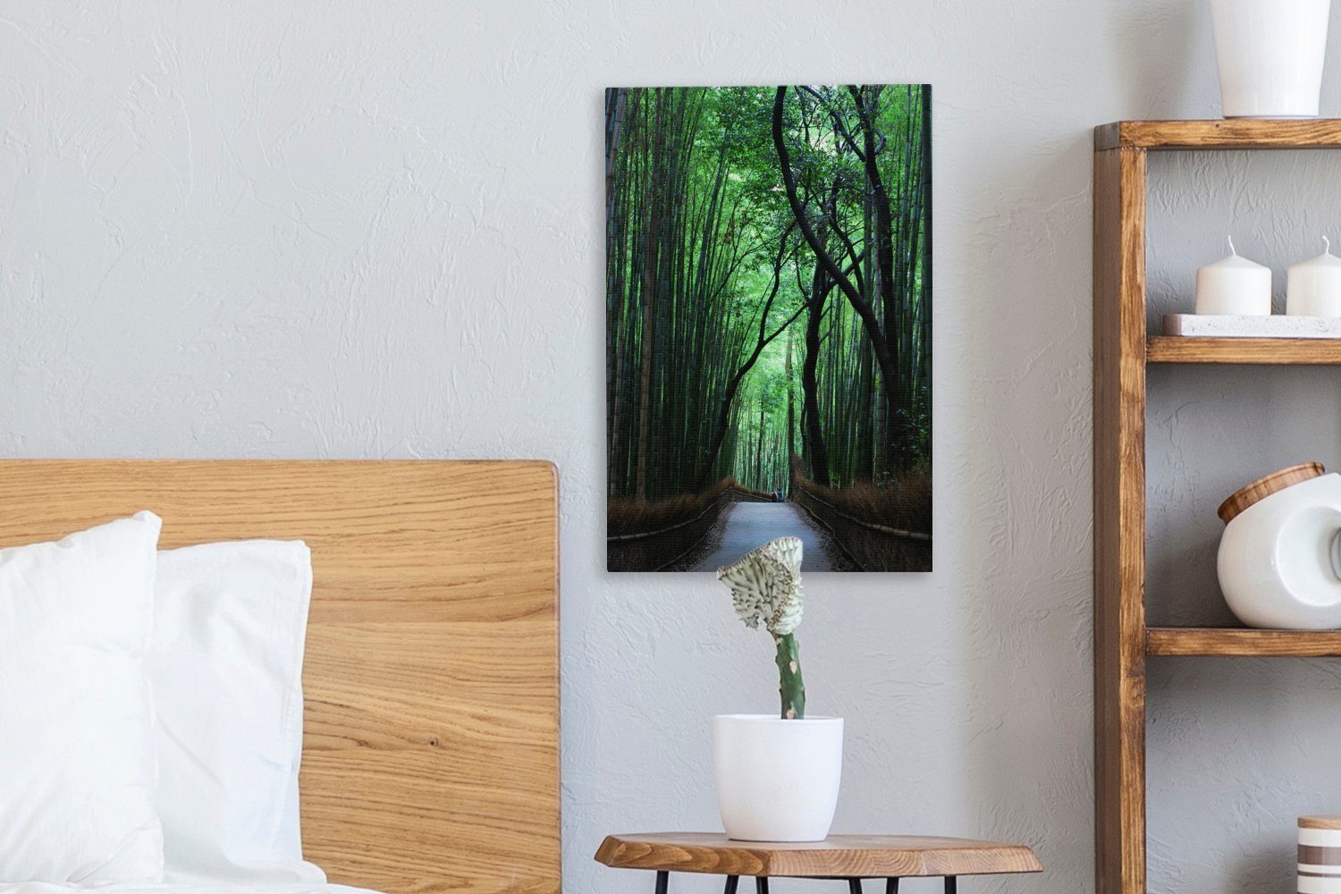 fertig 20x30 Leinwandbild bespannt Gemälde, Leinwandbild Bambus St), grob Japan, OneMillionCanvasses® inkl. Zackenaufhänger, (1 cm