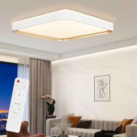 ZMH LED Deckenleuchte Eckige Sternenhimmel-Design 40cm CCT mit Fernbedienung 44W, dimmbar, LED fest integriert, warmweiß-kaltweiß, Weiß-Gold