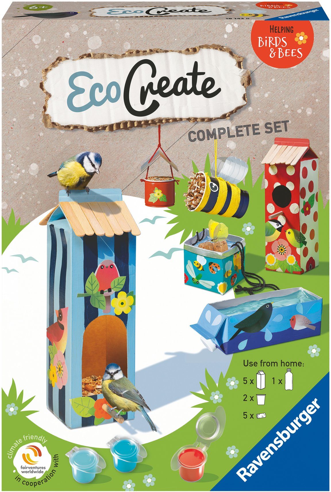 Ravensburger Kreativset Eco Create, Helping Birds & Bees, Upcycling und basteln in einem; FSC® - schützt Wald - weltweit