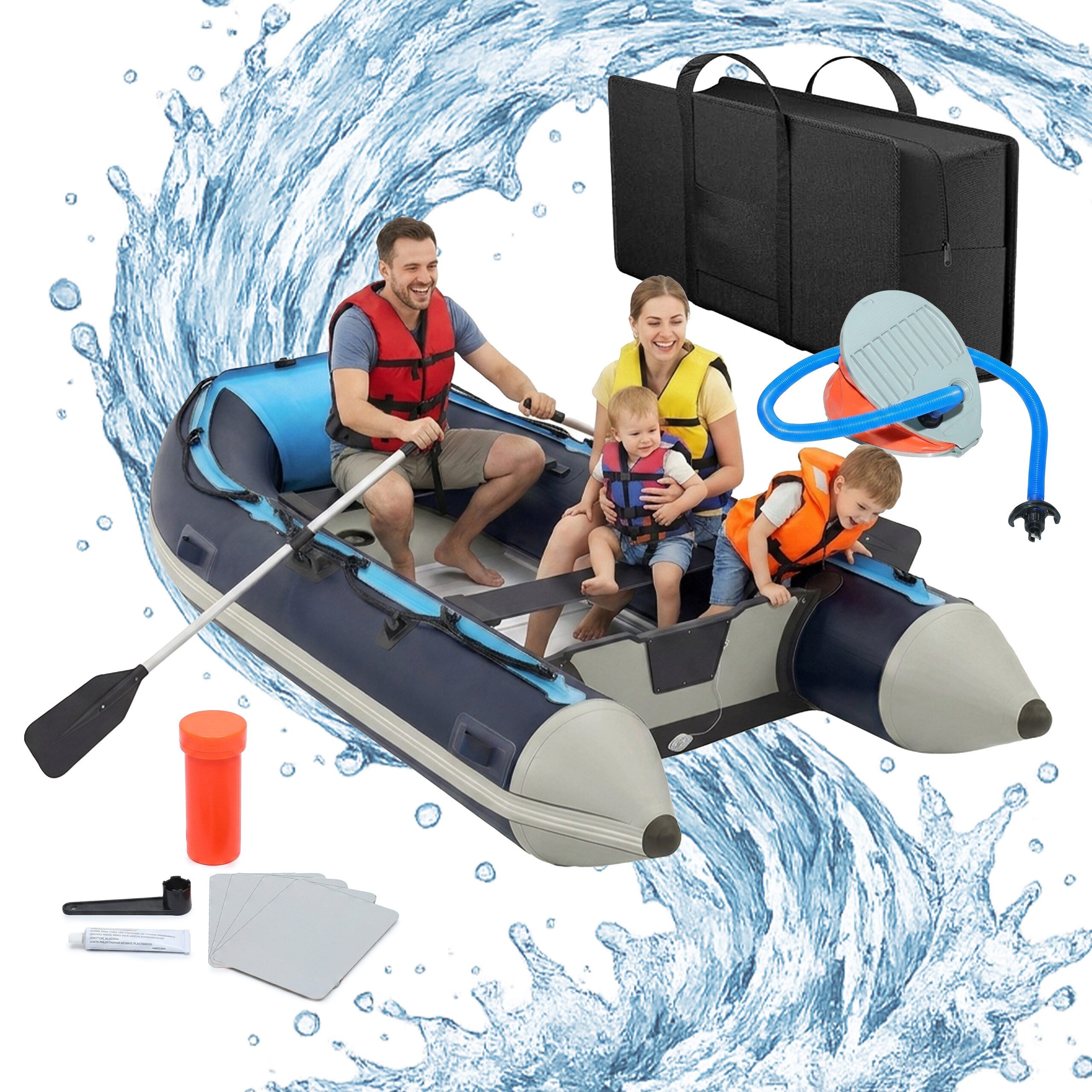 relaxdays Schlauchboot 3,20 M für 4 Personen, (9-St)