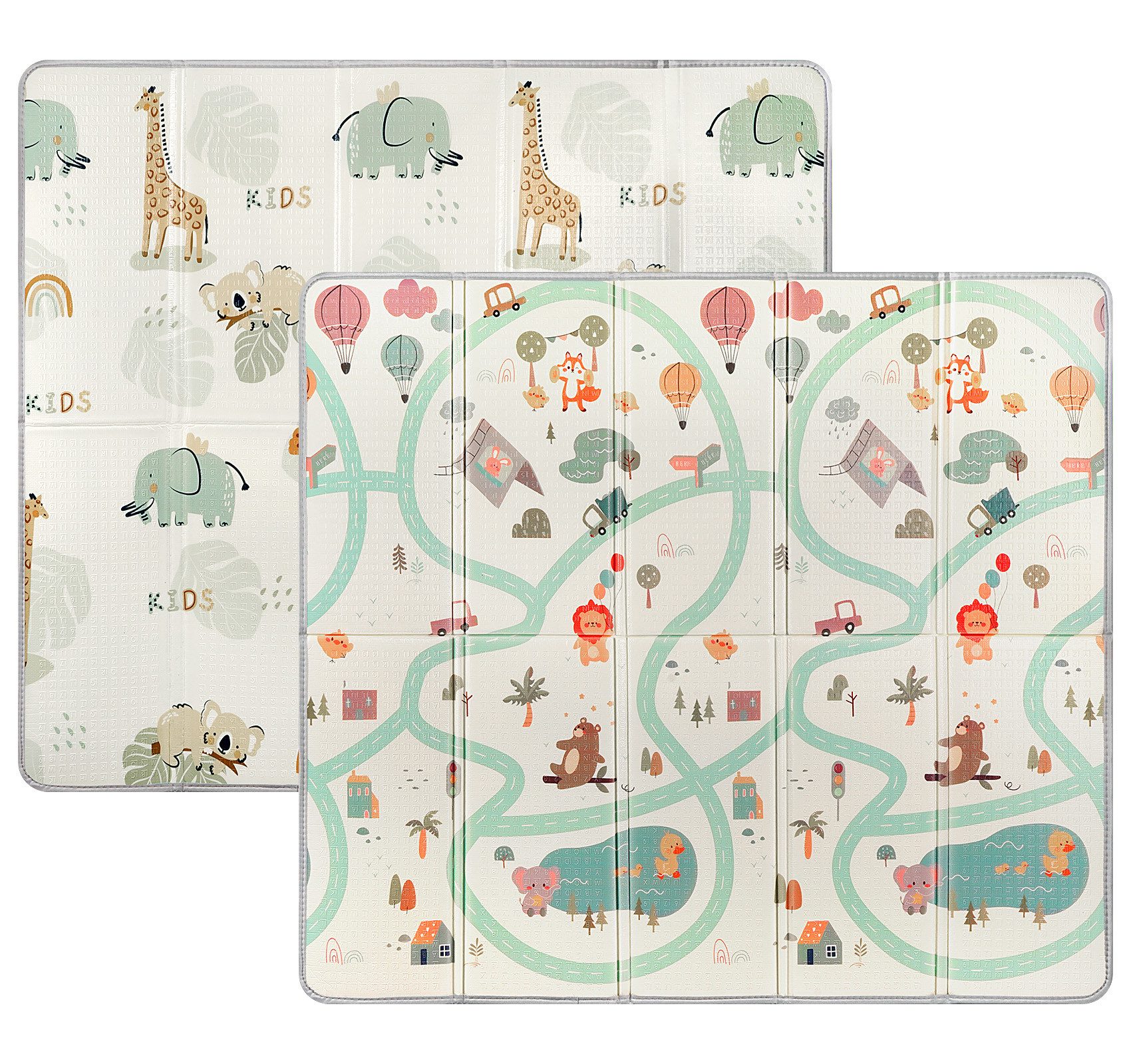 lindahandel Spielmatte Baby Krabbelmatte 200x180*1.5cm – faltbar, wasserdicht, doppelseitig, Weiche Spielmatte für Babys und Kinder mit Lernmuster & Tragetasche