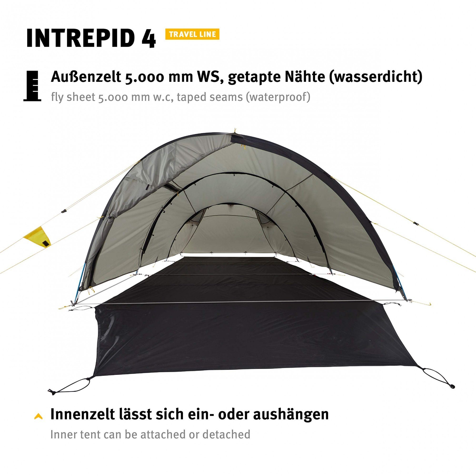 Intrepid Wassersäule, Personen: Familienzelt Line 5.000mm 4 Tents Wechsel Tunnelzelt - 4 - 4-Personen Travel