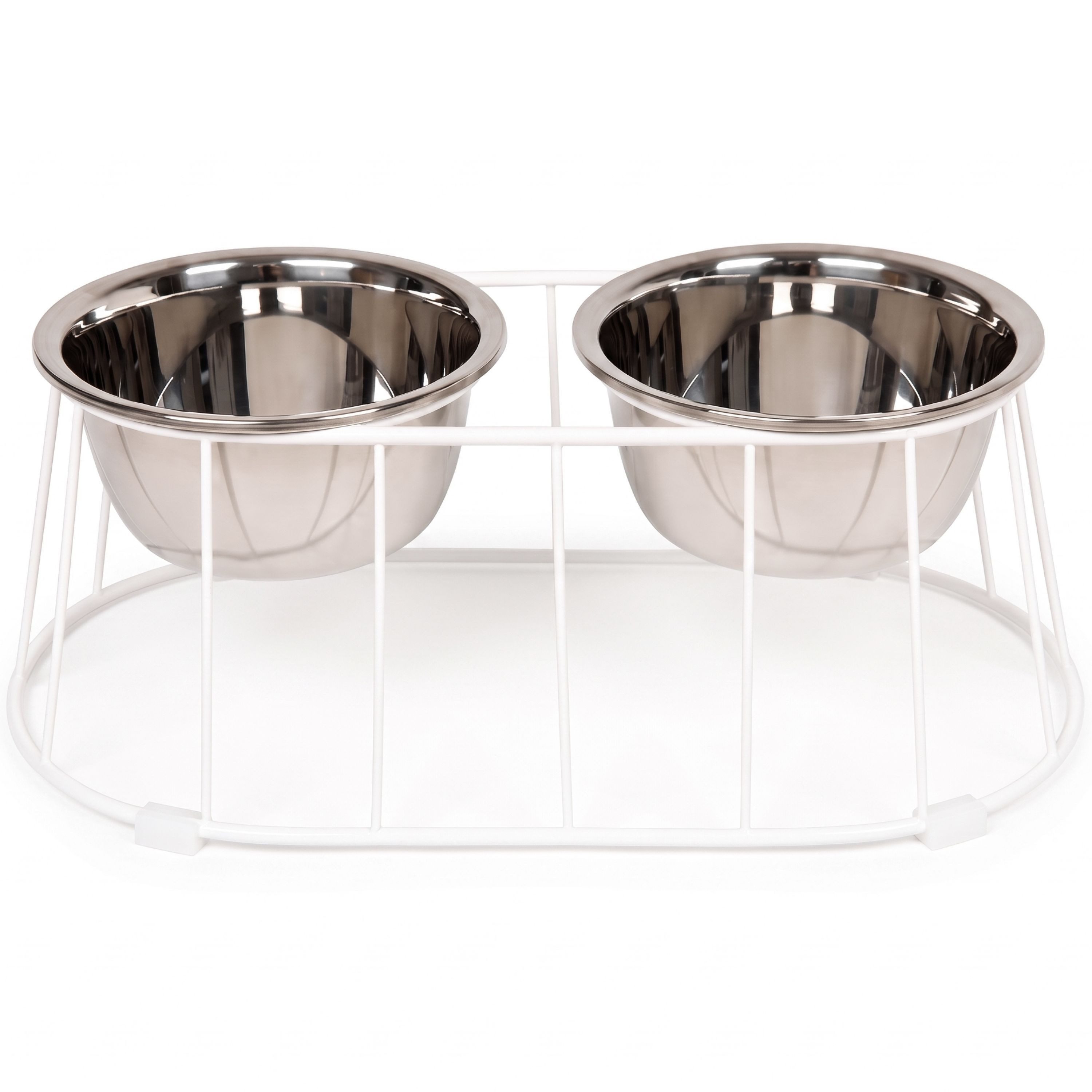 WONDERMAKE Napf-Set Hundenapf erhöht mittelgroße große Hunde mit Ständer Futternapf Hund, Edelstahl, Design Futterstation rutschfest, Fressnapf 2er Set 2 Näpfe doppelt