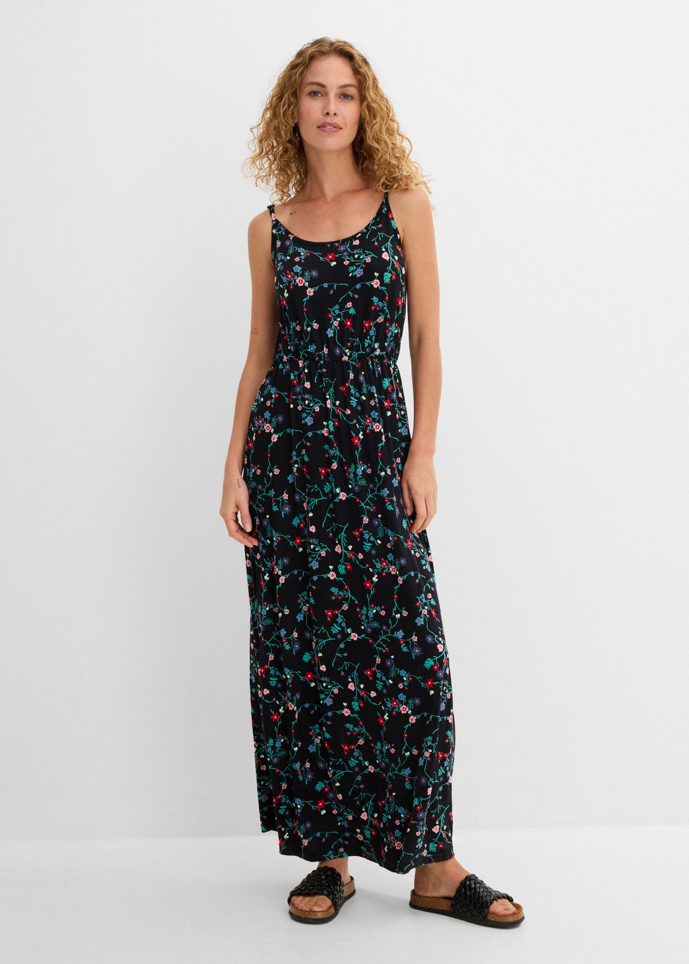 bonprix Maxikleid regular fit, ohne Ärmel, aus Viskose und Elasthan, Maxikleid-Länge