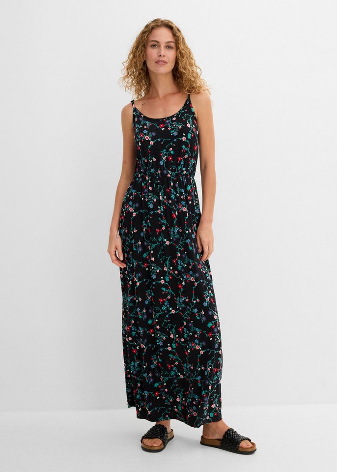 bonprix Maxikleid regular fit, ohne Ärmel, aus Viskose und Elasthan, Maxikleid-Länge