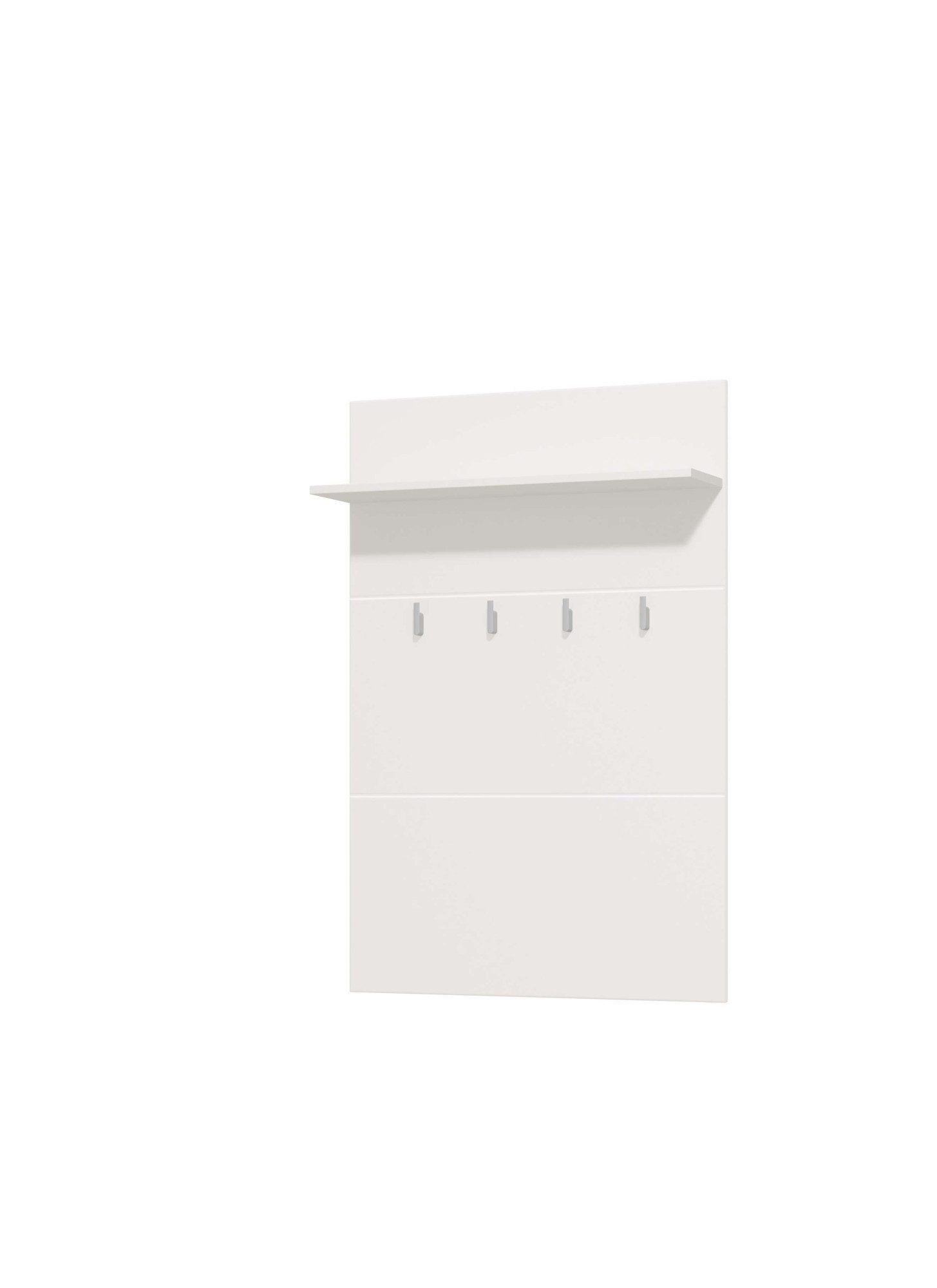 Home affaire Garderobenpaneel Beny, Wandregal Wandpaneel, Wandgarderobe praktisch & stillvoll, Hochglanz, mit 4 Kleiderhaken und Ablage für Accessoires, Breite 76 cm