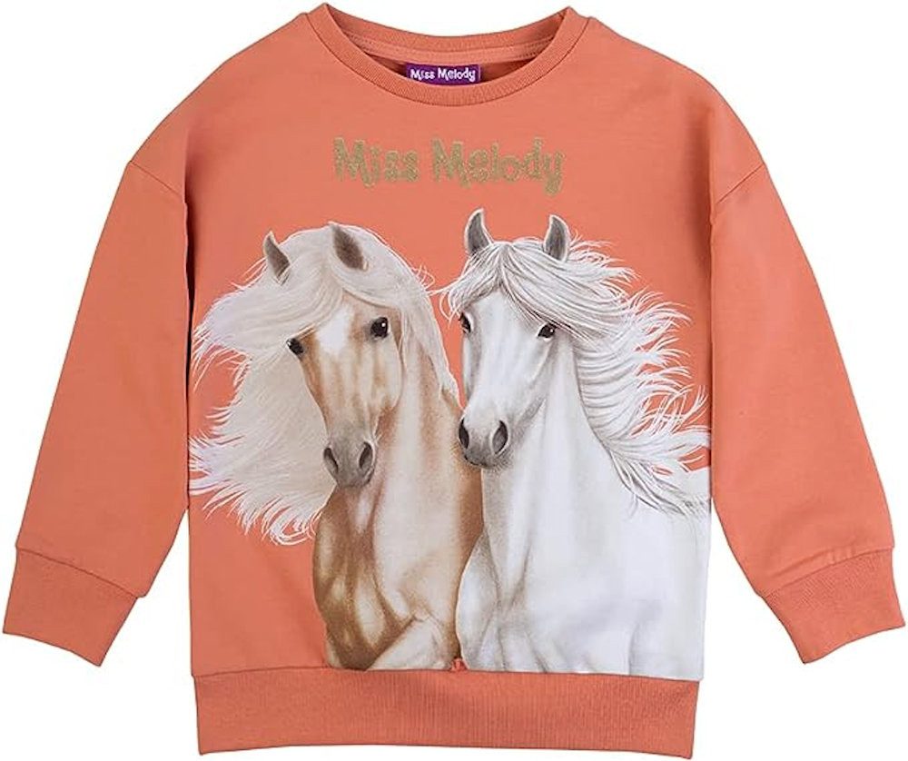 Miss Melody Sweatshirt Miss Melody Sweatshirt Pullover zwei weiße Pferde orange (1-tlg)