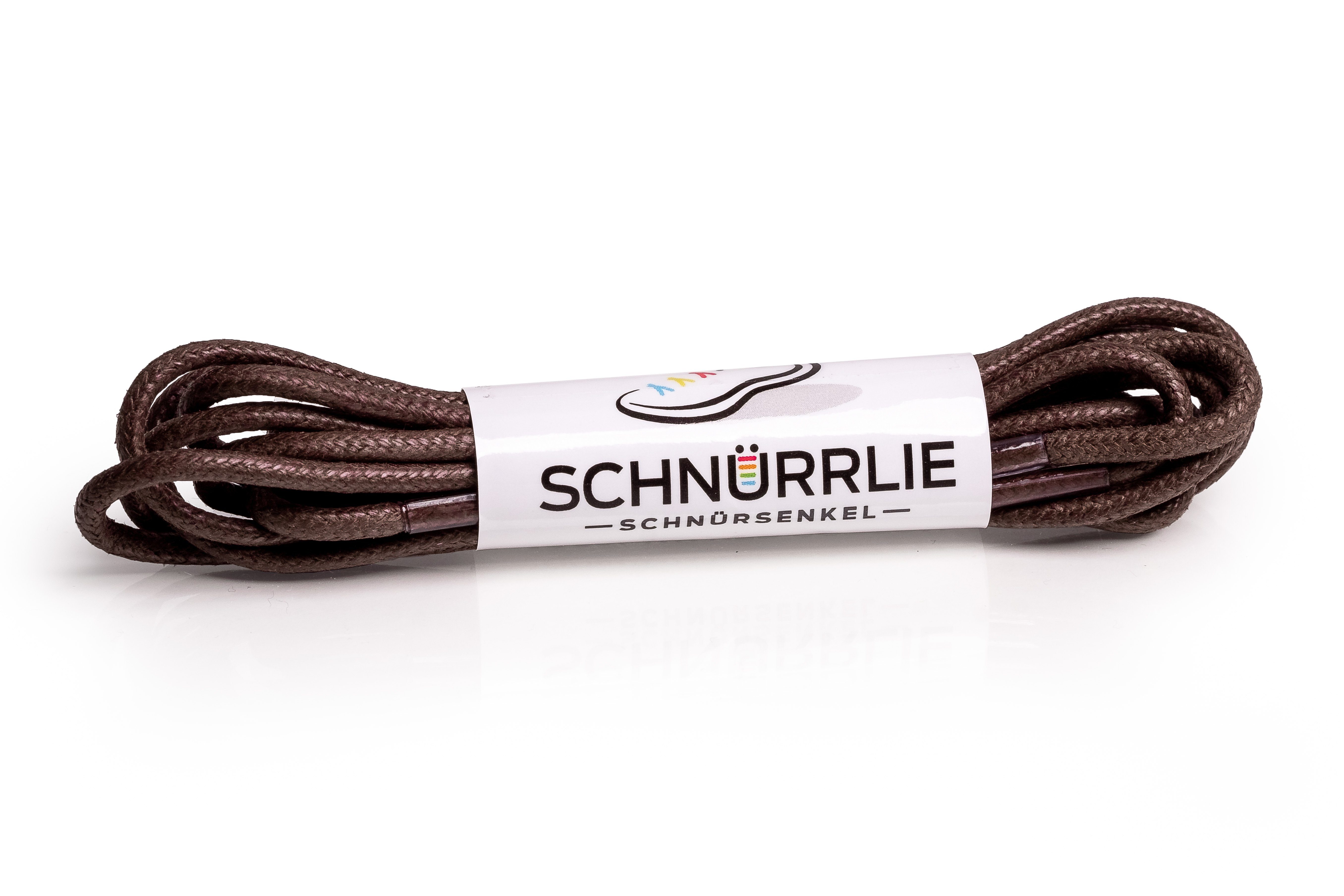 SCHNÜRRLIE Schnürsenkel Baumwolle rund gewachst für Anzug Lederschuhe in Tube, 80cm Länge für 3-4 Löcher Dunkelbraun