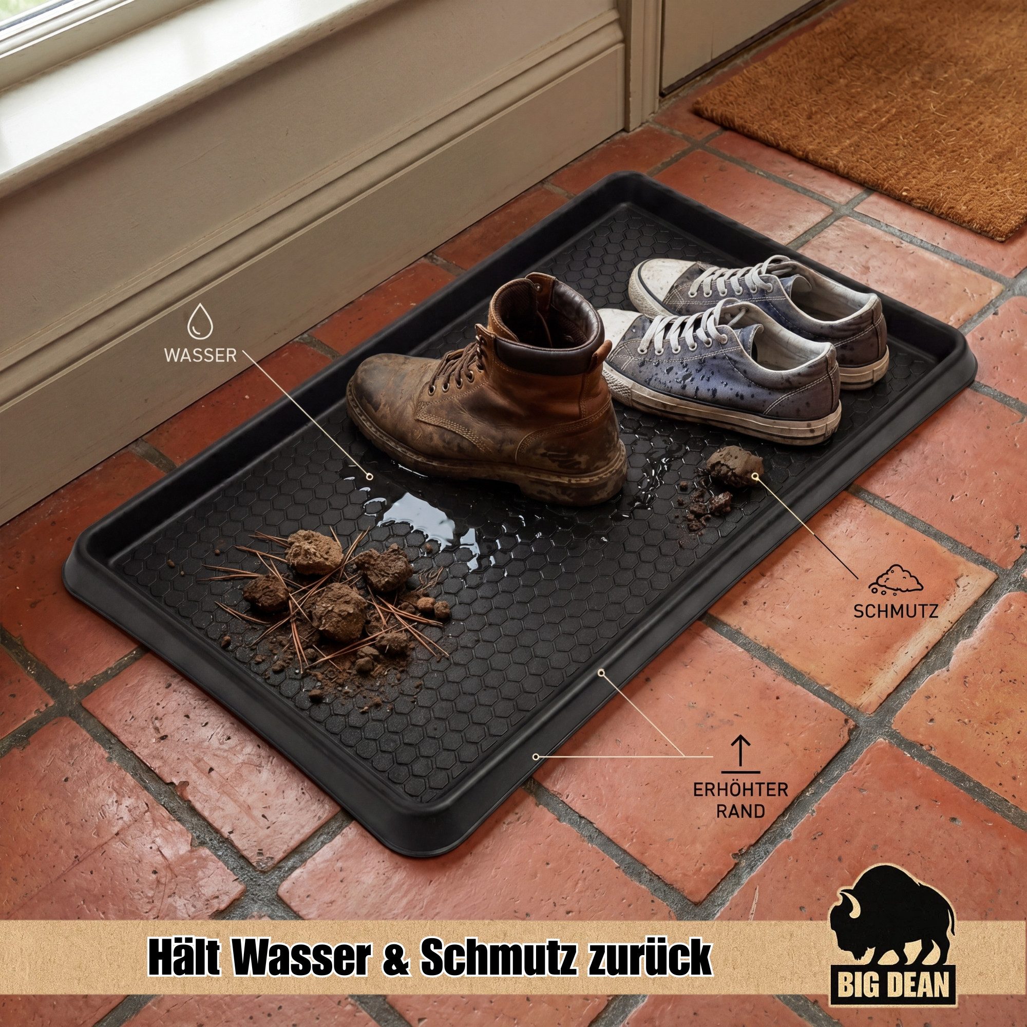 BigDean Schuhabtropfschale 2er Set robuste Premium Schuhunterlage 60x40cm (Set, 2-tlg., Schuhablage/n), Made in Italy, rutschfest, pflegeleicht, robust, vielsei – Bild 4 von 5