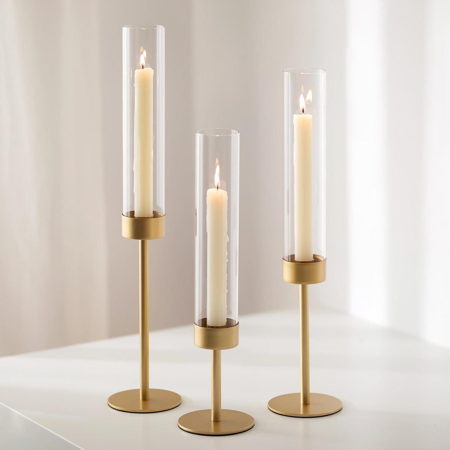 LuxusKollektion Standkerzenhalter Kerzenhalter Stabkerzen 18er Set Gold H37-48cm (18 St)
