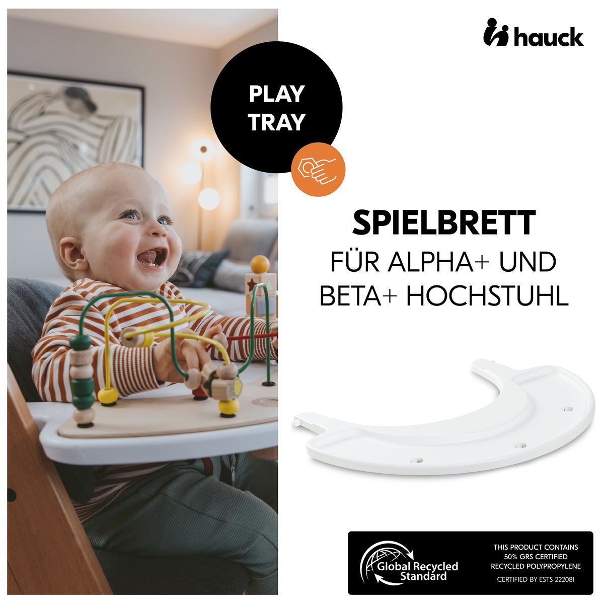 Hauck Hochstuhltablett Play Tray Basis (ohne Spiele) - Weiß, recycelter Kun günstig online kaufen