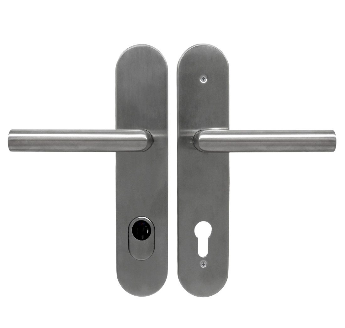 Türbeschlag Haustür Schutzbeschlag 1587 L-Form HS-92 mm ES1 Dr/Dr, Stahleinlage im Innen- und Außenschild