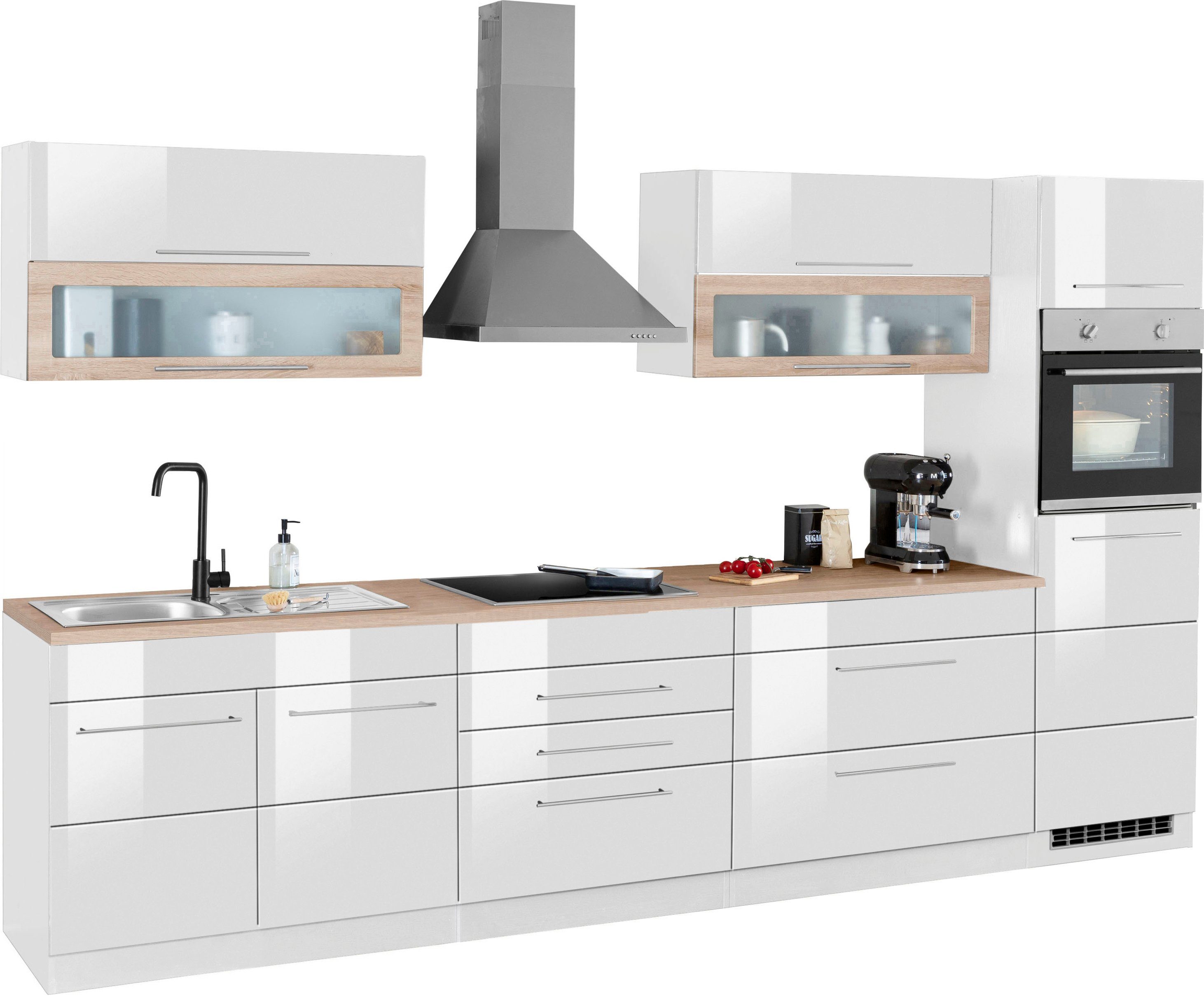 KOCHSTATION Küchenzeile KS-Wien, Breite 340 cm, wahlweise mit E-Geräten und Induktion