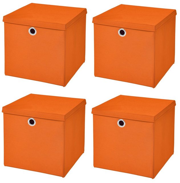 StickandShine Faltbox “4 Stück 32 x 32 x 32 cm Faltbox mit Deckel Stoffbox Aufbewahrungsbox (4er SET 32x32x32) in verschiedenen Farben 32cm”