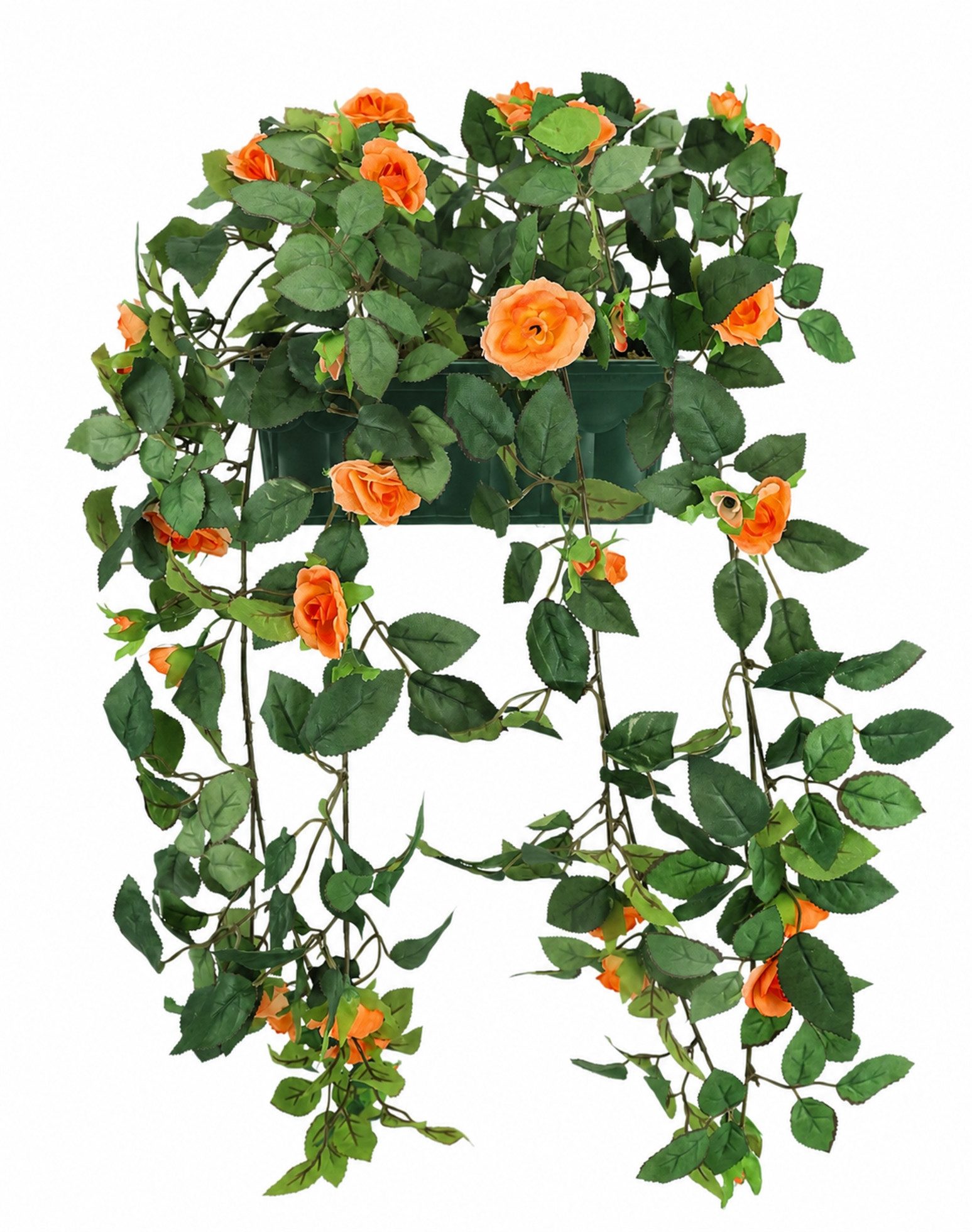Kunstblume Künstlicher Wildrosen-Busch im Kasten 57cm Deko Rosen Kunstrosen Rose, I.GE.A., Höhe 57 cm, Rosenbusch Wildrosen Kunstpflanze Blumen Hochzeitsdeko Blumendeko Deko