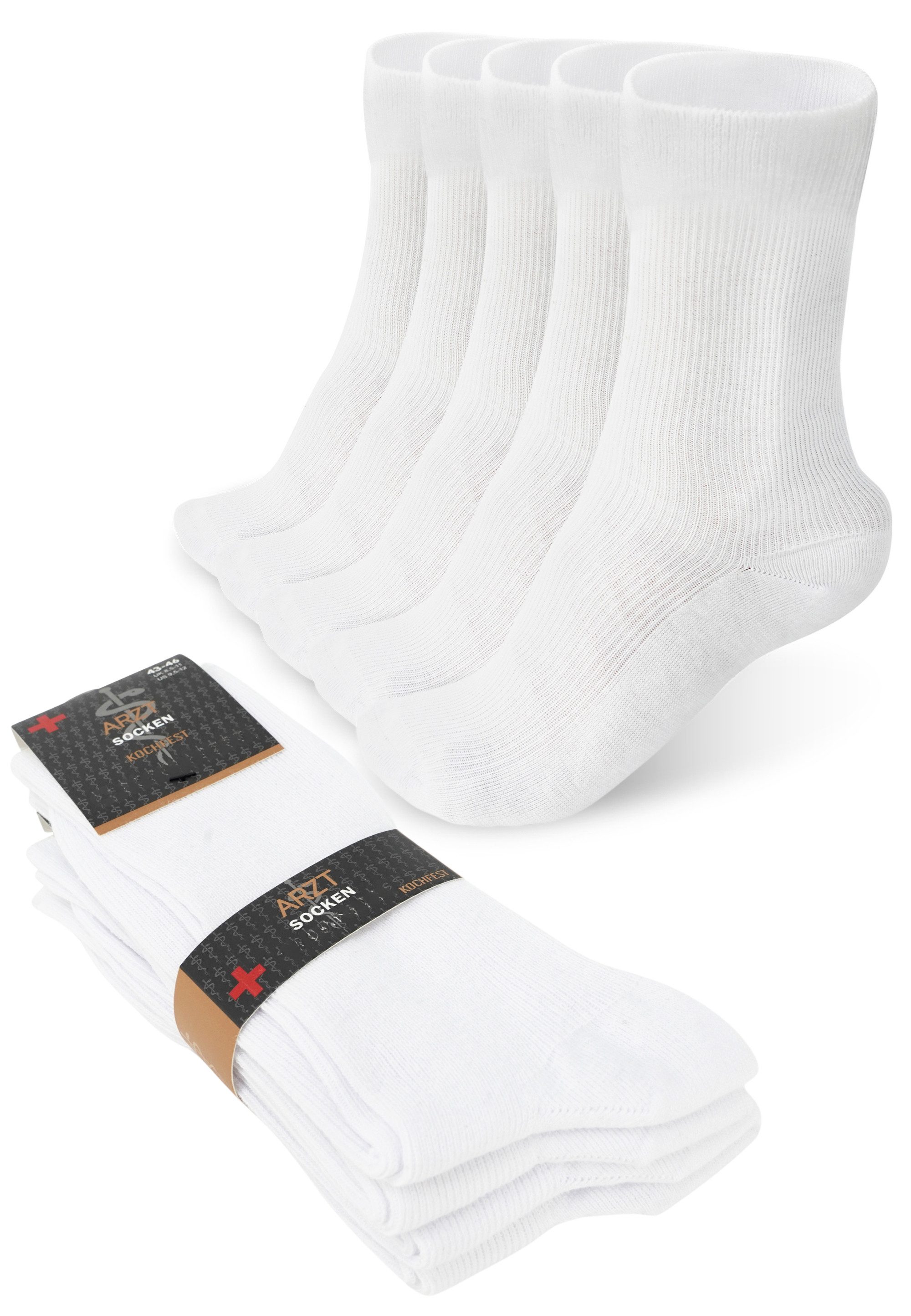 Arbeitssocken Arztsocken Weiß Herren Damen 4 - 40 Paar Baumwolle Ohne Gummi Kochfest