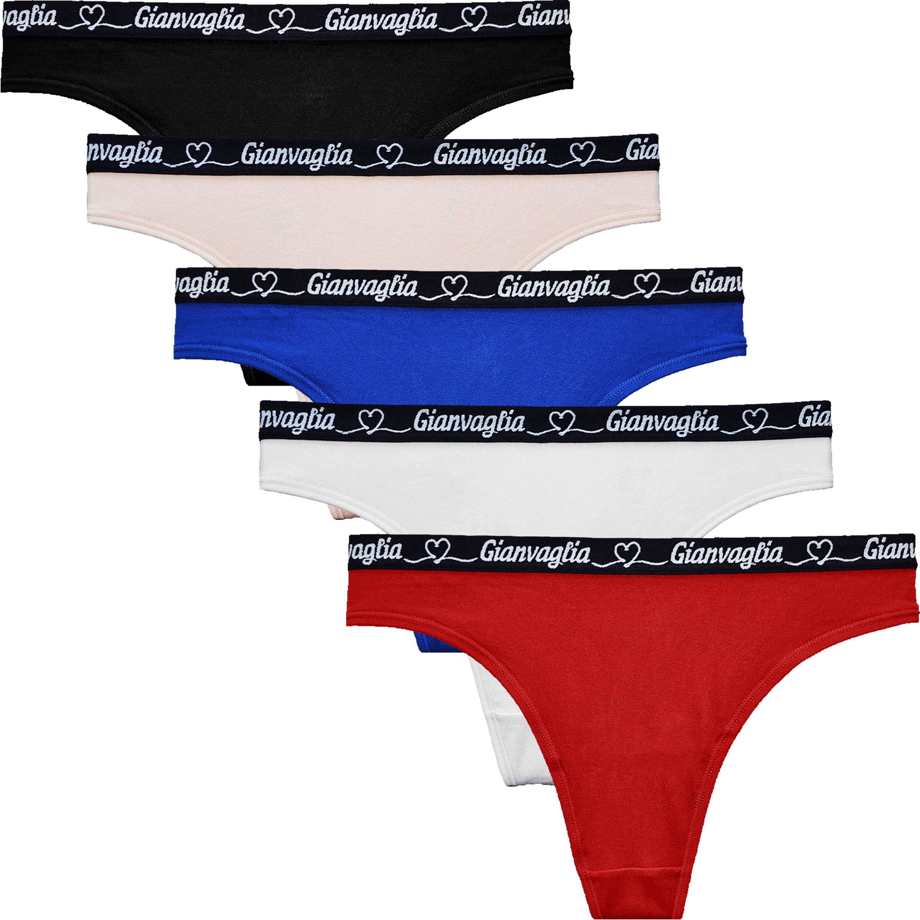 TEXEMP Tanga 5 bis 20 Damen Tanga String Baumwolle Unterwäsche Slips Höschen Set (5-St) Atmungsaktiv & Langlebig