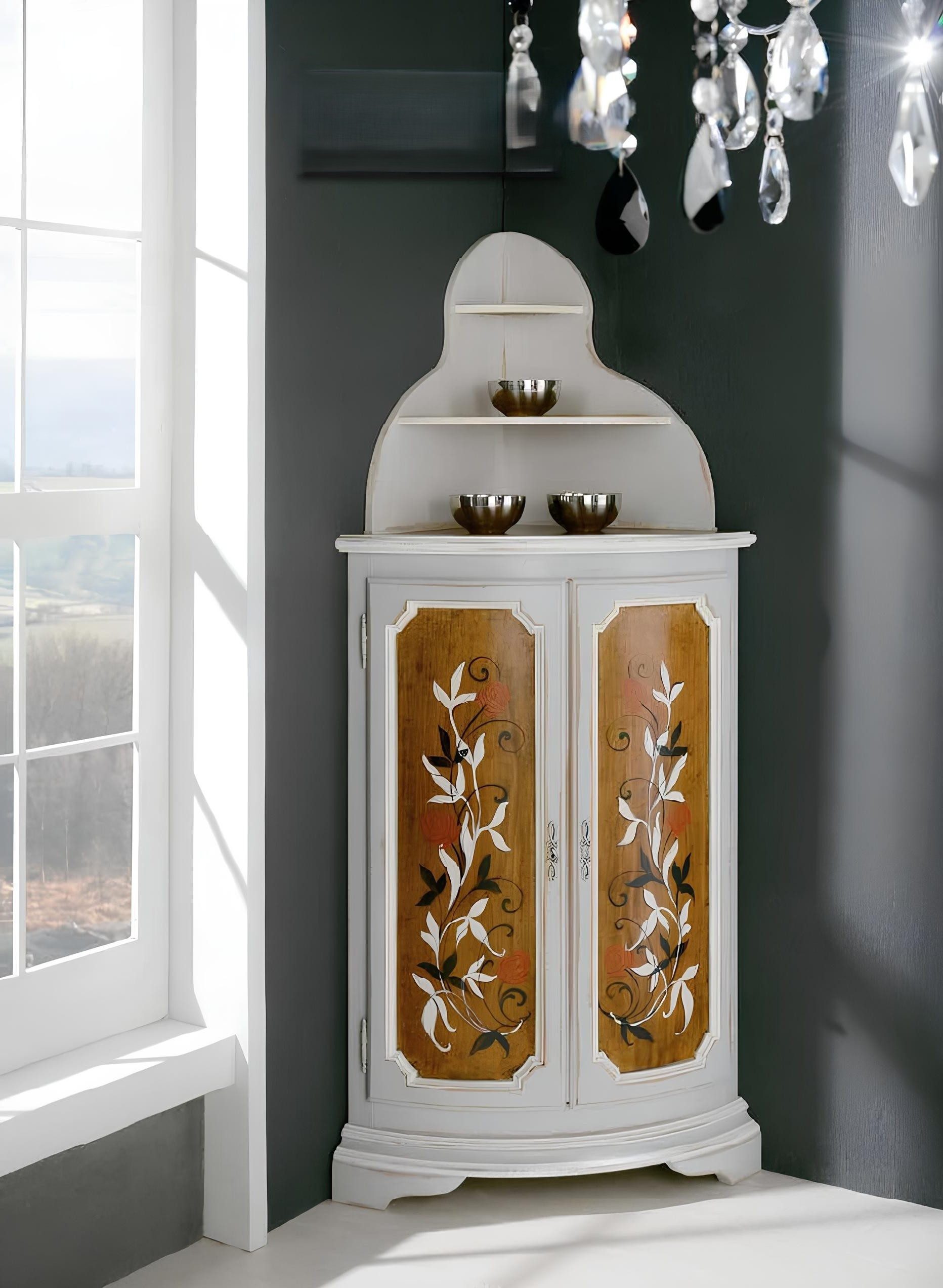 Xlmoebel Anrichte Landhaus Eckschrank Kommode aus Italienisches Holz (1 St), Made in Europa