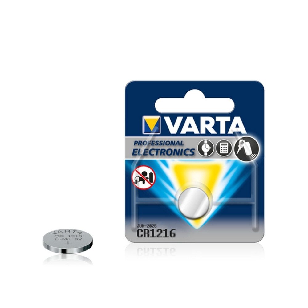 VARTA VARTA CR 1216 Lithium Knopfzelle Knopfzelle, (3 V V), Lithium Knopfzelle mit 3 Volt und 25mAh Kapazität