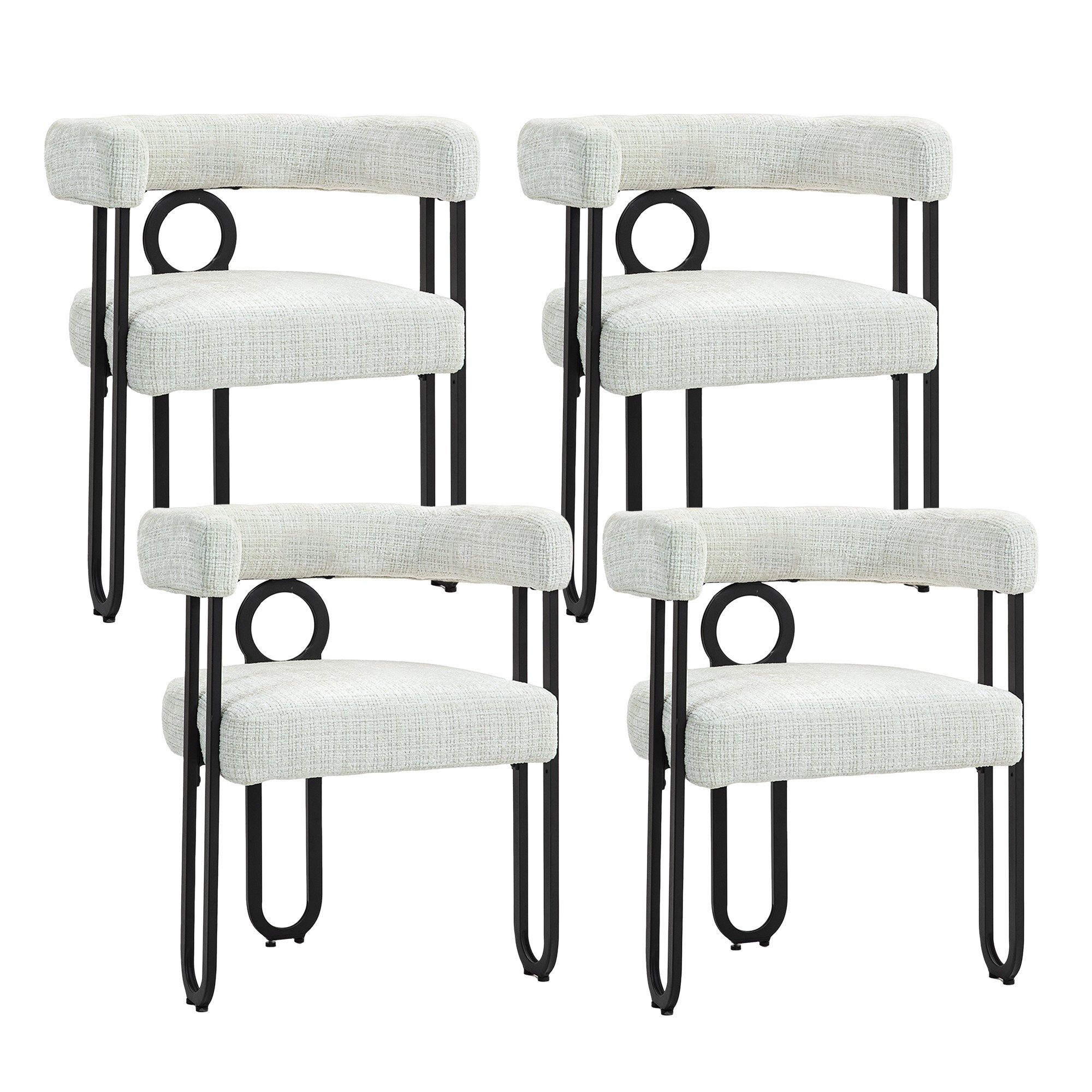 LVHOM Gartenstuhl Retro-Ring Metall 2-/4-/6er-Set, Chenille/PU günstig online kaufen