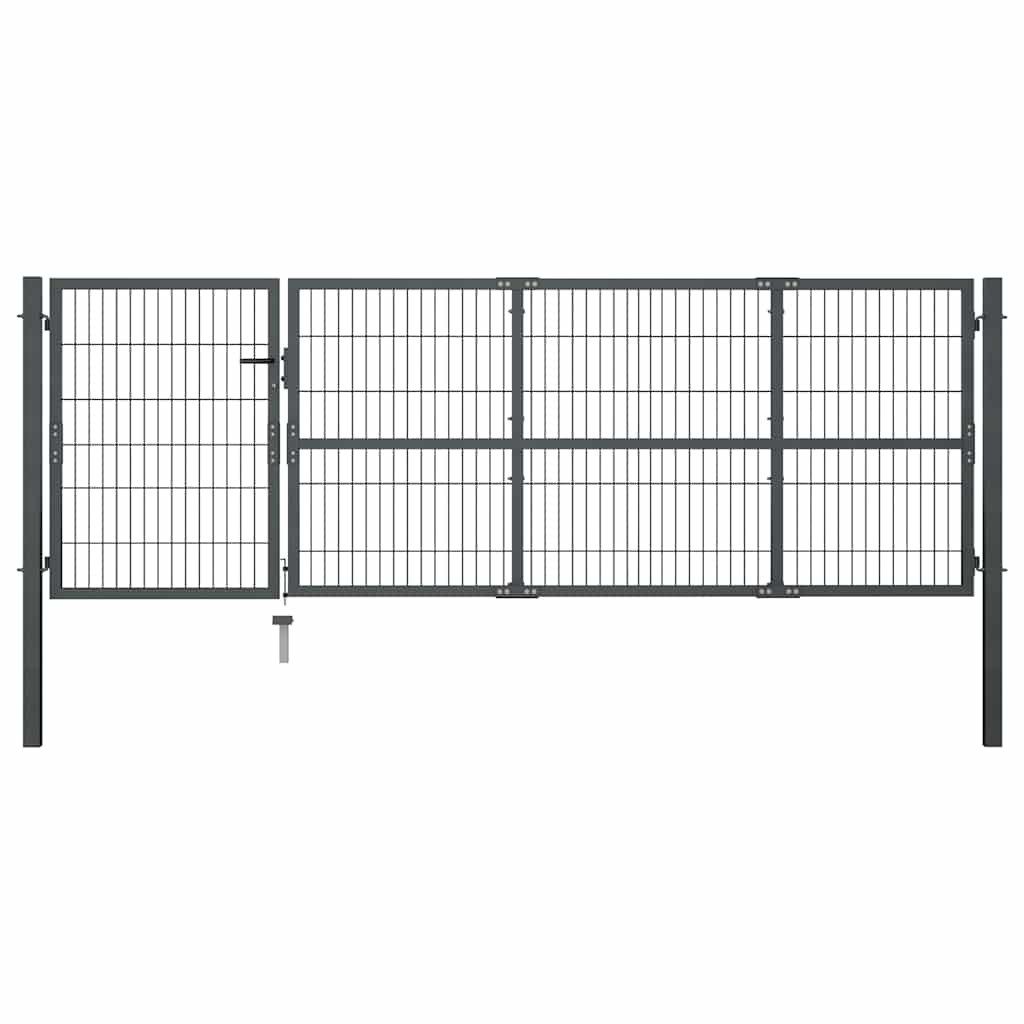 vidaXL Gartentor Gartentor mit Pfosten Stahl 350 x 100 cm Anthrazit