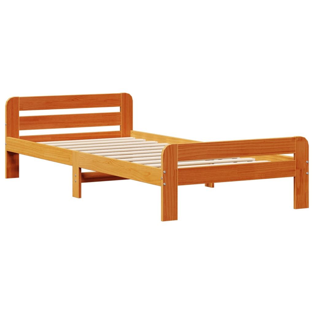 vidaXL Bett Massivholzbett ohne Matratze Wachsbraun günstig online kaufen