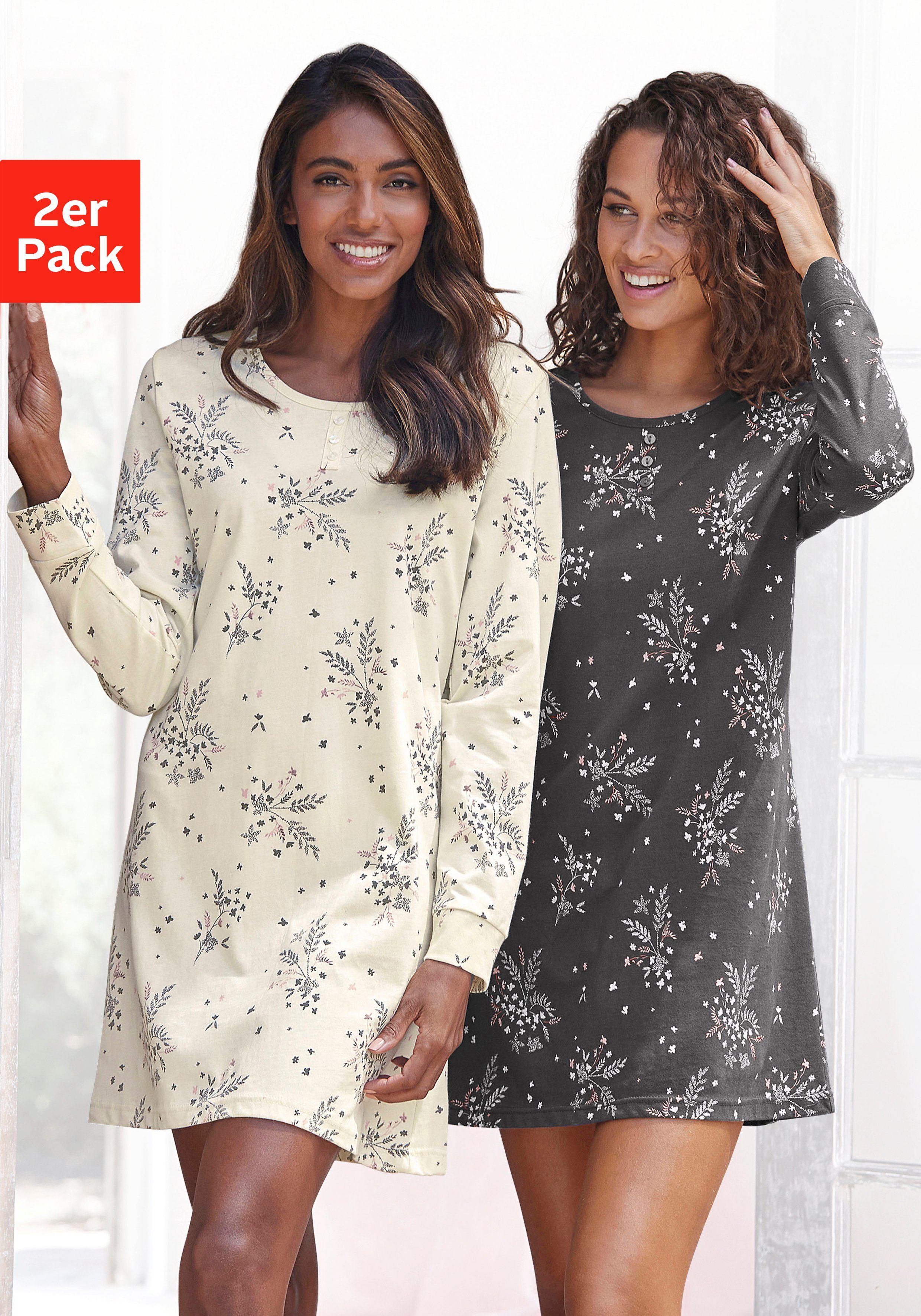 Vivance Dreams Nachthemd (2er-Pack) mit feinem Blumenprint günstig online kaufen