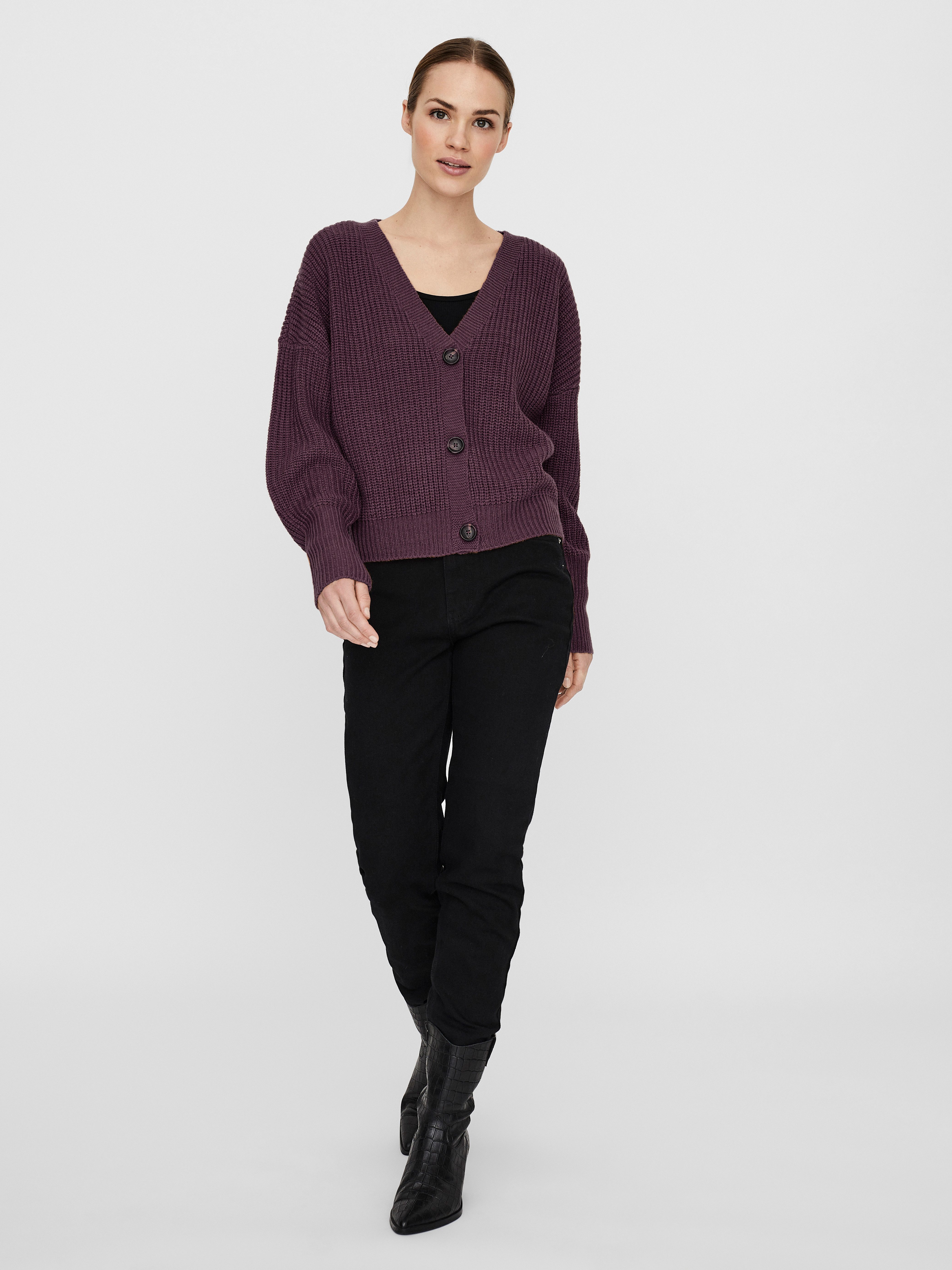 Vero Moda Strickjacke VMLEA LS V-NECK CUFF CARDIGAN NOOS Kunstfaser, regular fit