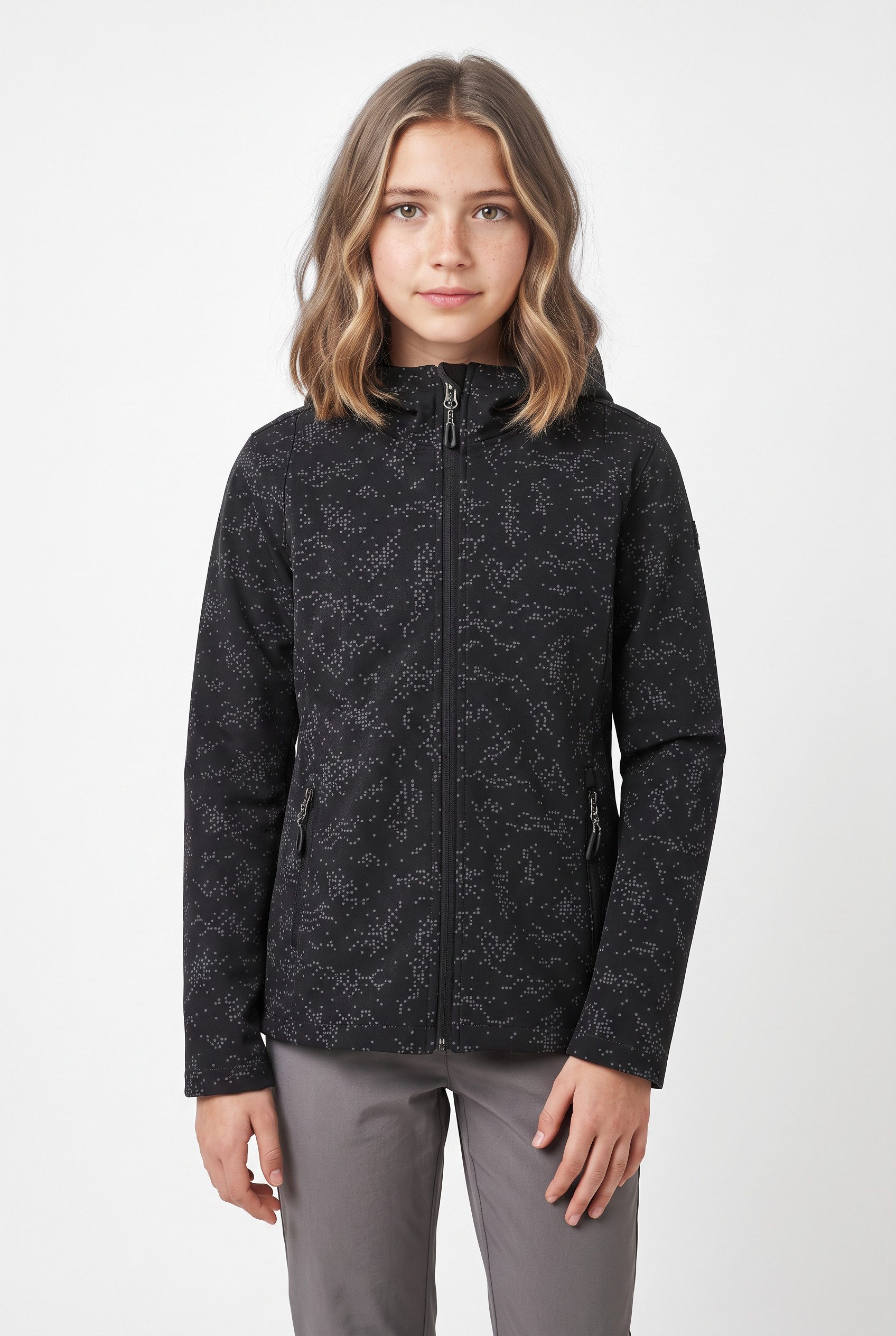 Killtec Softshelljacke für Kinder, mit regulierbarer Kapuze, winddicht, wasserabweisend