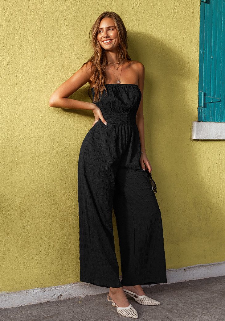 Cupshe Culotte-Overall Sonnenuntergang über den Cays Schwarzer Jumpsuit