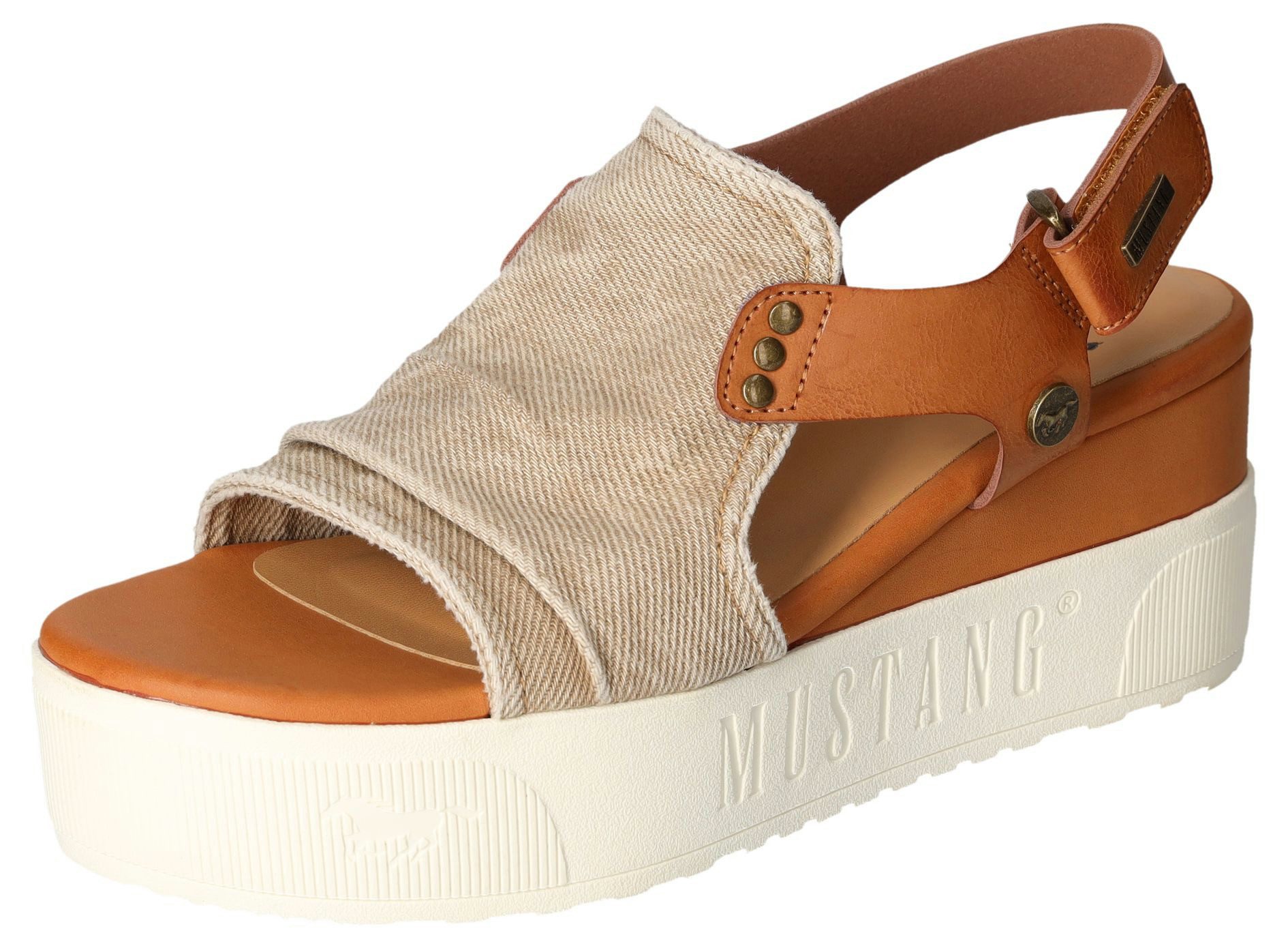 Mustang Shoes Keilsandalette, Keilsandale, Plateausandale mit Klettverschlu günstig online kaufen