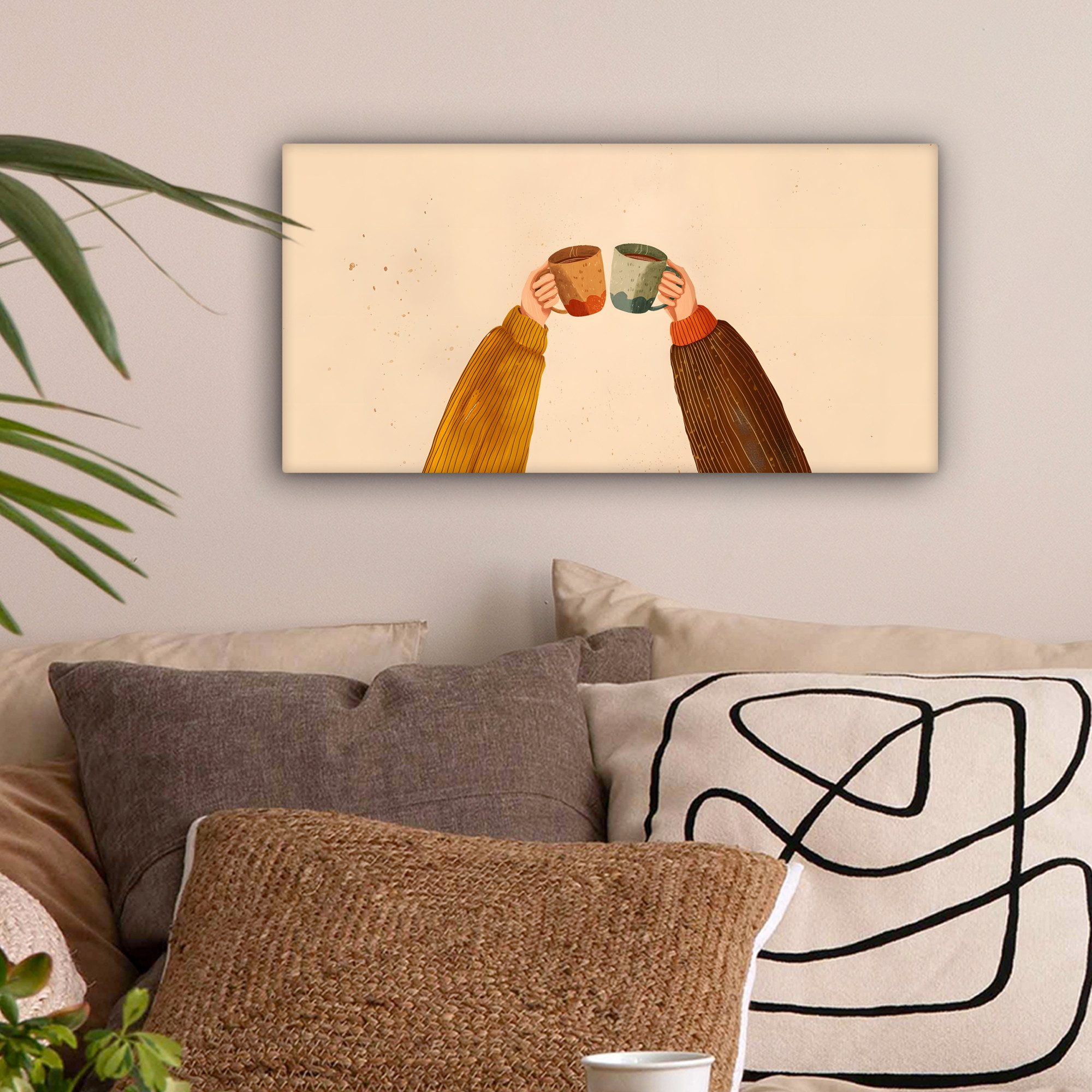 OneMillionCanvasses® Leinwandbild Panorama Illustration - Becher günstig online kaufen