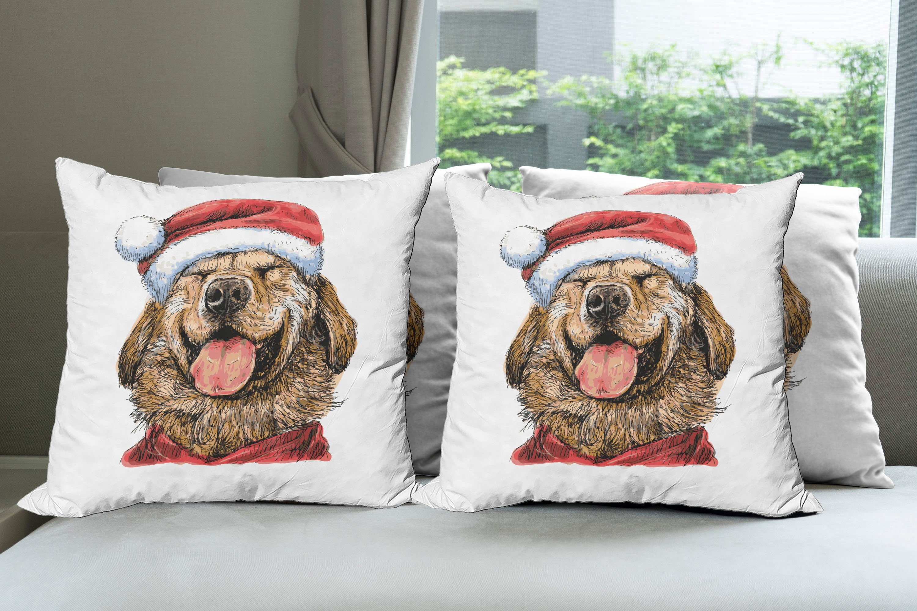 Kissenbezüge Modern Accent Doppelseitiger Digitaldruck, Abakuhaus Labrador Lächeln Stück), Weihnachten Terrier (4 Lustige