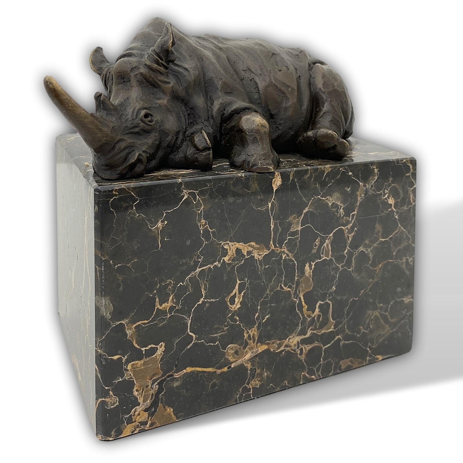 Bronzeskulptur Statue Skulptur Skulptur Rhinozeros Figur Nashorn Antik-S Bronze Aubaho