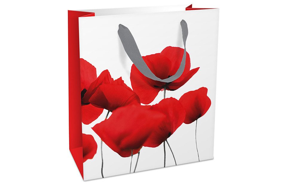Braun+Company Atelier Geschenkpapier Geschenktasche Mohnblumen 18 x 21 cm