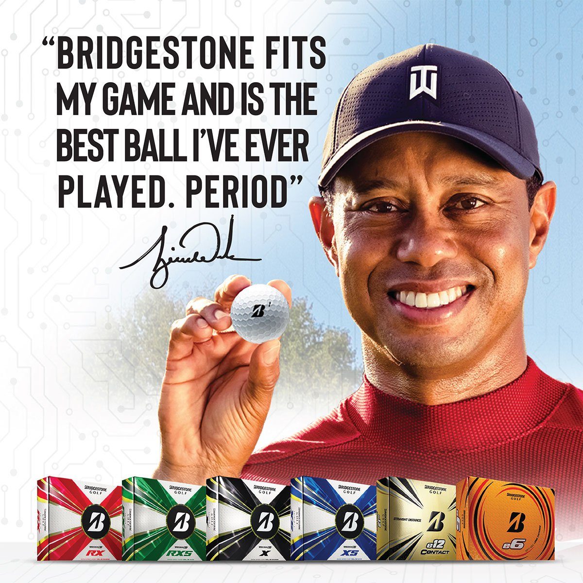 Sport Golf Bridgestone Golf Golfball Bridgestone Golf Tour B XS Tiger Woods Golfball,, Tiger Woods, Reactiv iQ