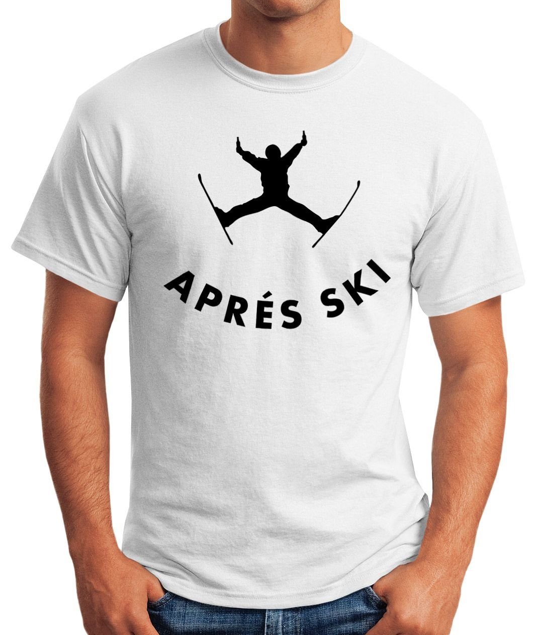 Herren Shirts MoonWorks Print-Shirt Herren T-Shirt Apres Ski Sprung Bier Fun-Shirt Moonworks® mit Print