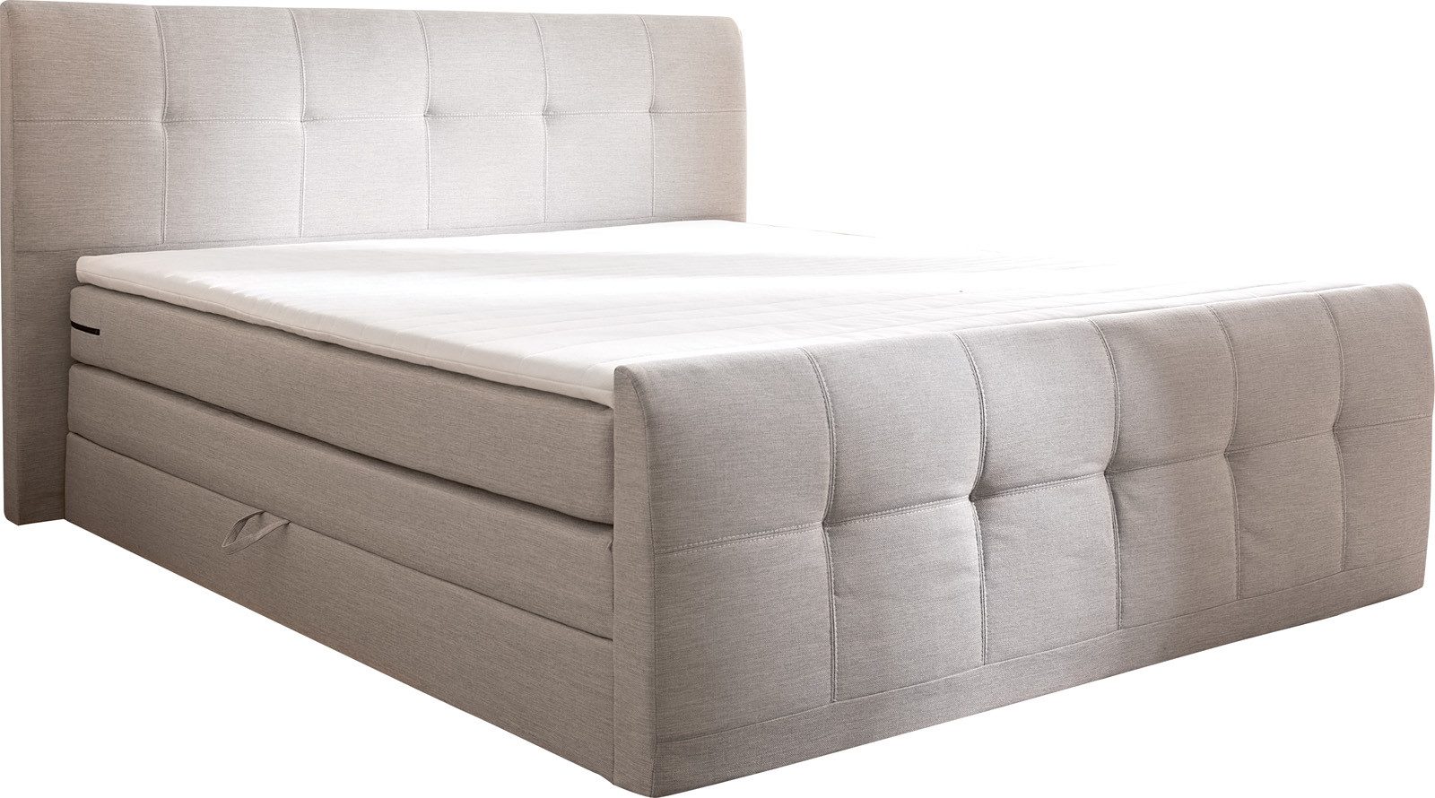 DELIFE Boxspringbett Sebastiano, Flachgewebe Beige 180x200 cm Bettkasten Bo günstig online kaufen
