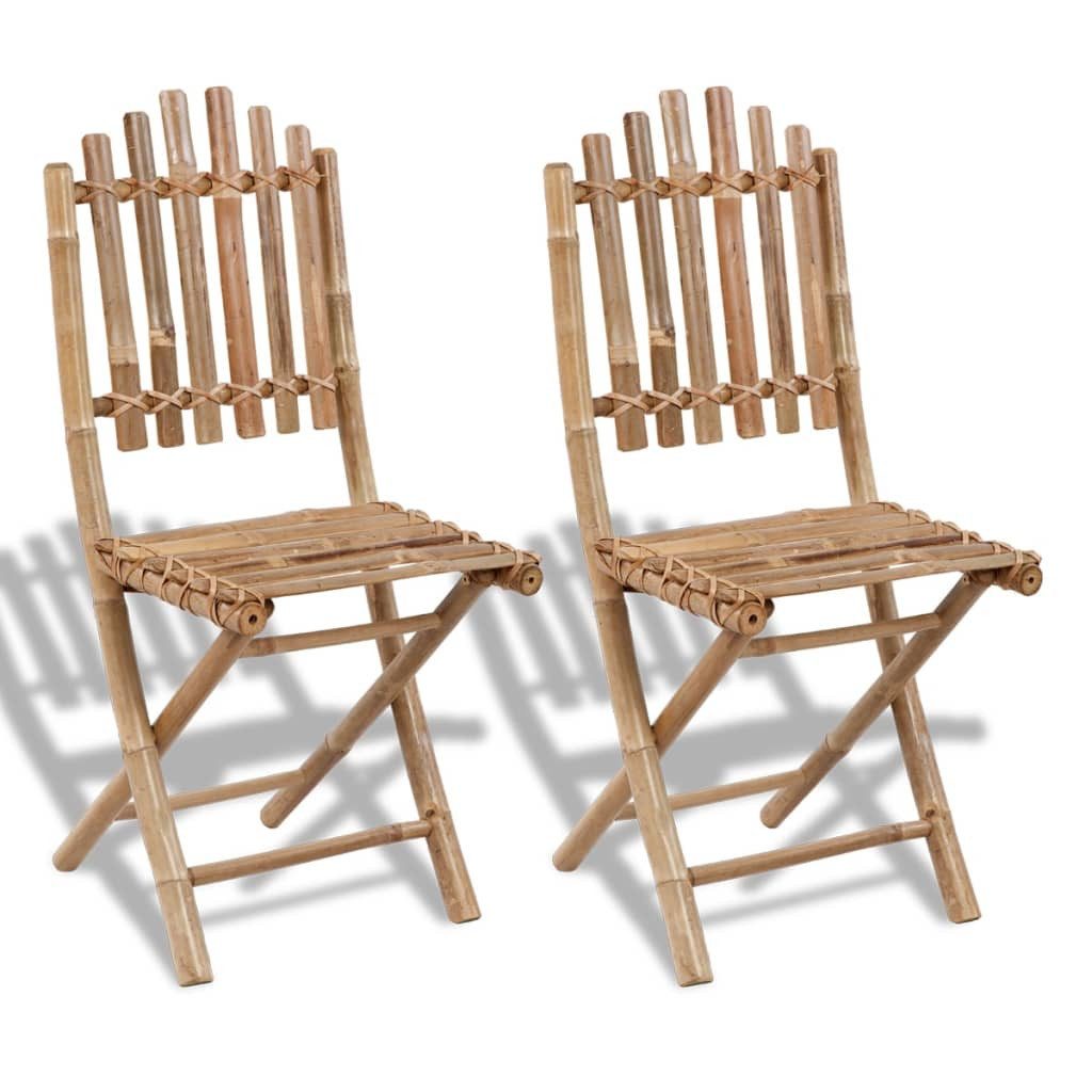 vidaXL Gartenstuhl Gartenstühle 2 Stk. Klappbar Bambus (2 St)