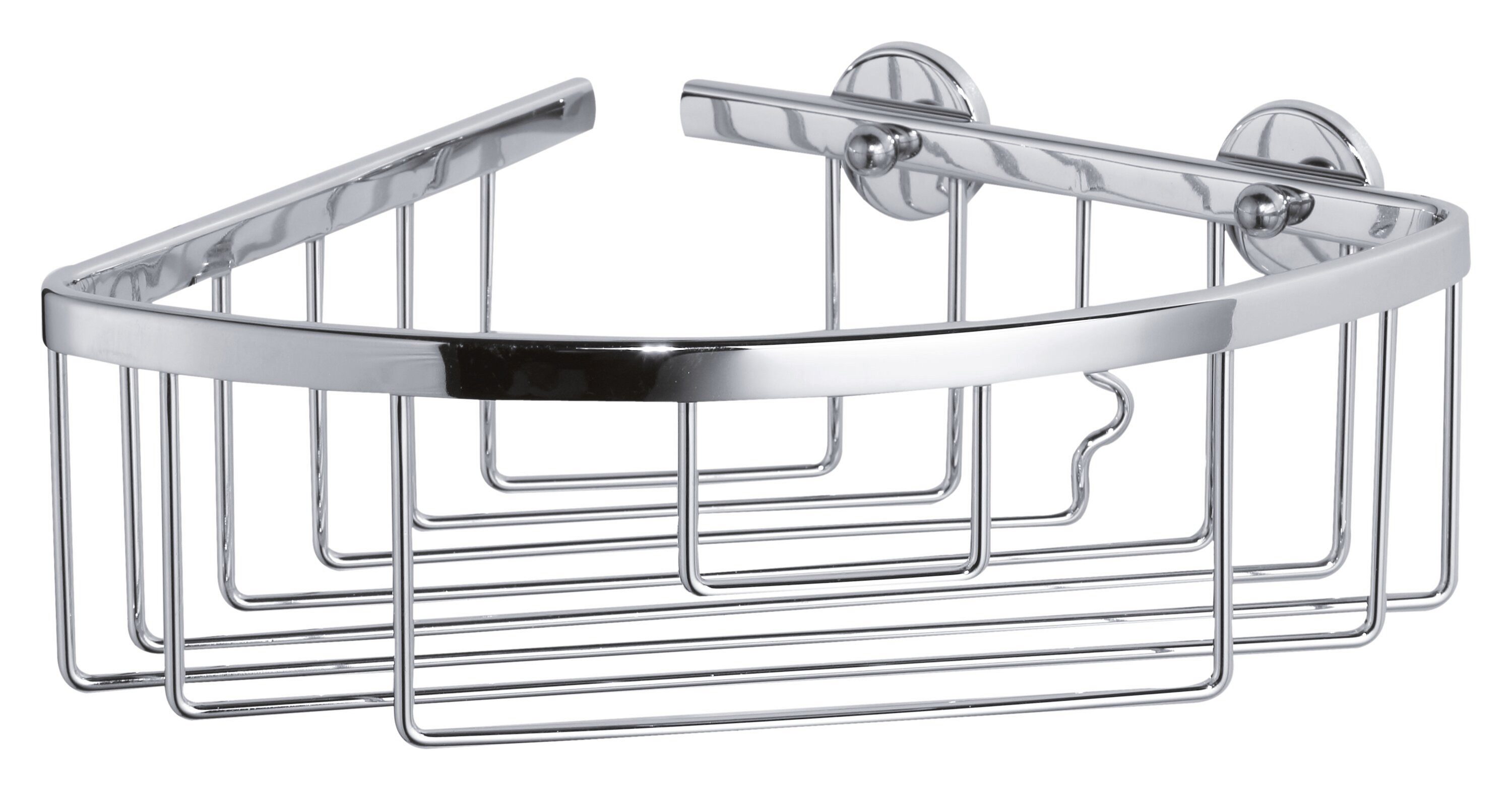tesa Duschablage ALUXX Duscheckablagekorb ohne Bohren - 9,2 cm : 19,2 cm : 20 cm, Packung 1-tlg., selbstklebendes Hängeregal für die Dusche - chrom - silber glänzend