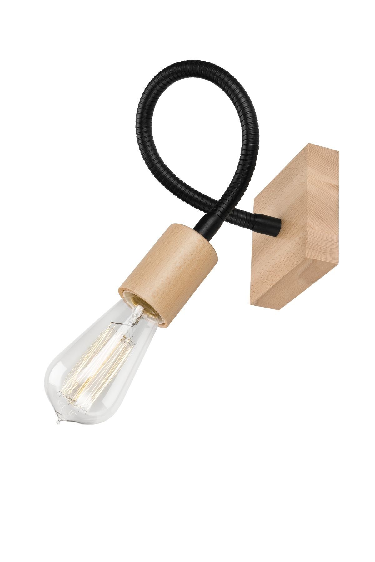 Licht-Erlebnisse Wandleuchte KASSIDY, ohne Leuchtmittel, Wandleuchte Modern Holz Schwarz flexibel Lampe