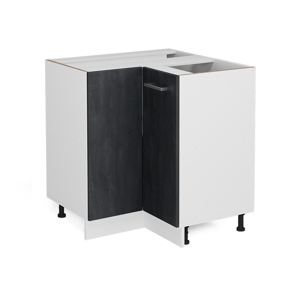 Vicco Eckunterschrank R-Line, Schwarz Beton/Weiß, 75.6 cm ohne Arbeitsplatte (1-St)