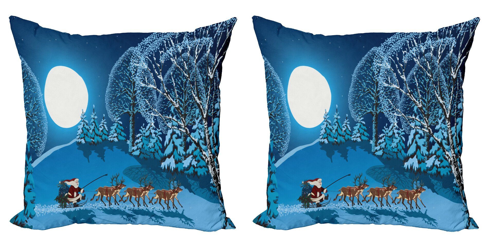 Kissenbezüge Modern Accent Doppelseitiger Digitaldruck, Abakuhaus (2 Stück), Weihnachten Weihnachtswinterwald