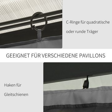 Outsunny Markise 4 Seitenteile für 3x3 m Pavillon mit Haken (Vorhänge, 4-St., Seitenwände) für Gartenpavillon Partyzelt Polyester Hellgrau 302 x 205 cm