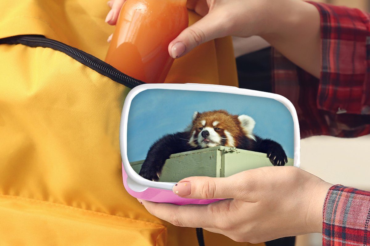 Erwachsene, rosa für MuchoWow Lunchbox Panda Kinder, - Kunststoff - Brotbox Snackbox, Kunststoff, Mädchen, Holz Brotdose Rot, (2-tlg),