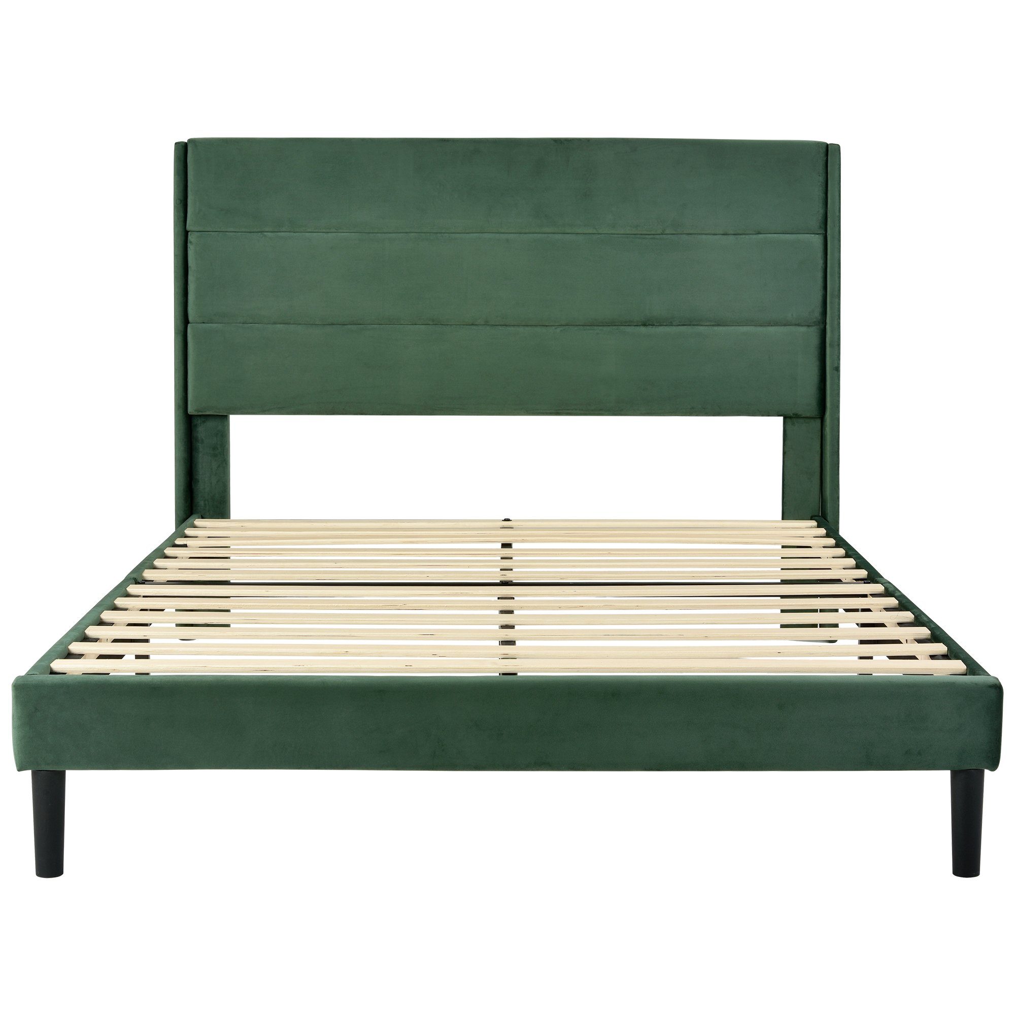 Polsterbett, 140 x 200 cm Doppelbett Ehebett mit Lattenrost & Kopfteil, Samt