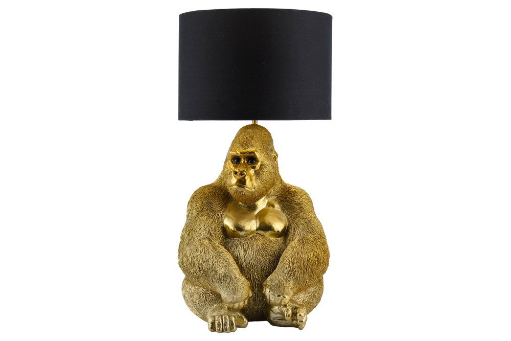 riess-ambiente Tischleuchte KING APE 55cm gold/schwarze - Stoff, Gorilla, Skulptur, handgefertigt, Ein-/Ausschalter, ohne Leuchtmittel, Exotische Affenlampe - ideal für Sideboards, Konsolen oder Nachttische