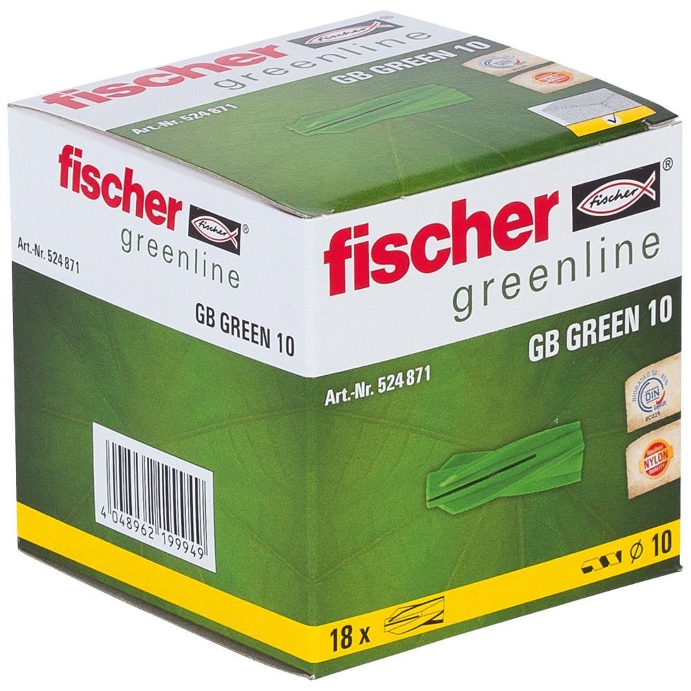 und Fischer mm green - x 55 18 10.0 Schrauben- Gasbetondübel GB Dübel-Set fischer