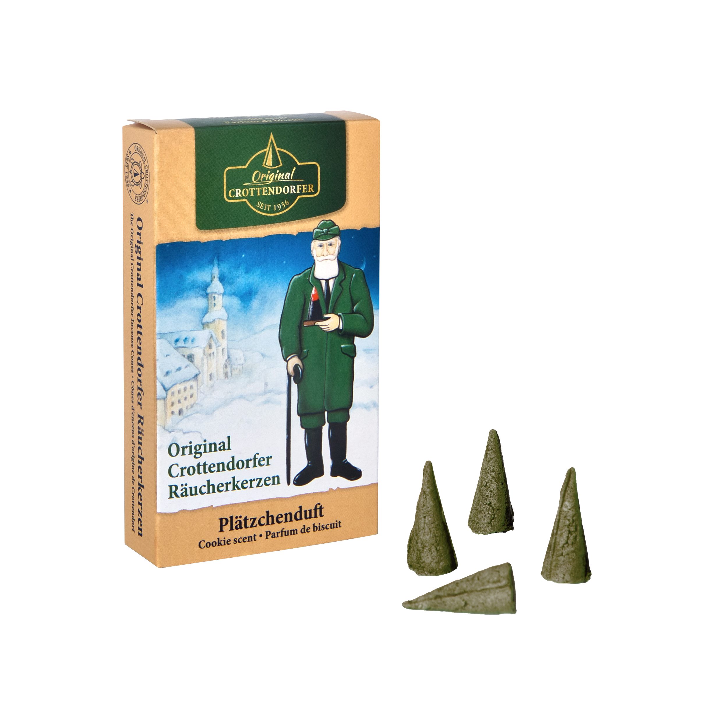 Crottendorfer Räucherkegel Crottendorfer Räucherkerzen 10er-Pack Plätzchenduft (Packung, 10-St., Vorteilspack), 100% Made in Germany